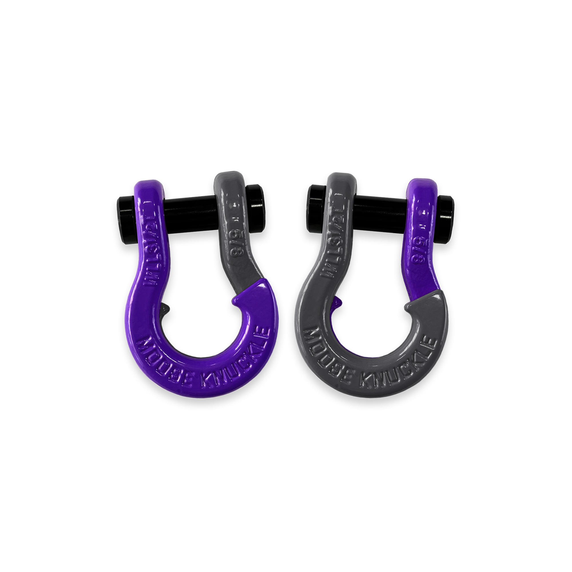 Moose Knuckle Offroad, 5/8 Recovery Towing Split Shackles Grape Escape / Gun Gray, Working Load Limit 7000 lb, Model FN000025-055