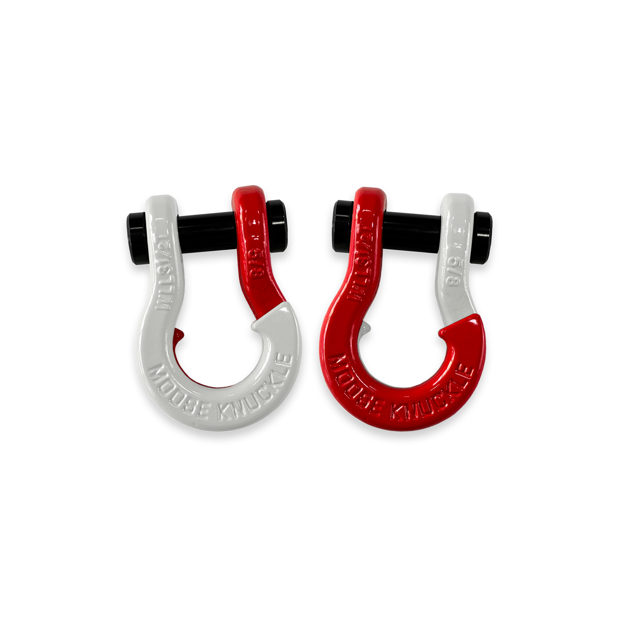 Moose Knuckle Offroad, 5/8 Split Shackle Pure White / Flame Red, Working Load Limit 7000 lb, Model FN000025-048