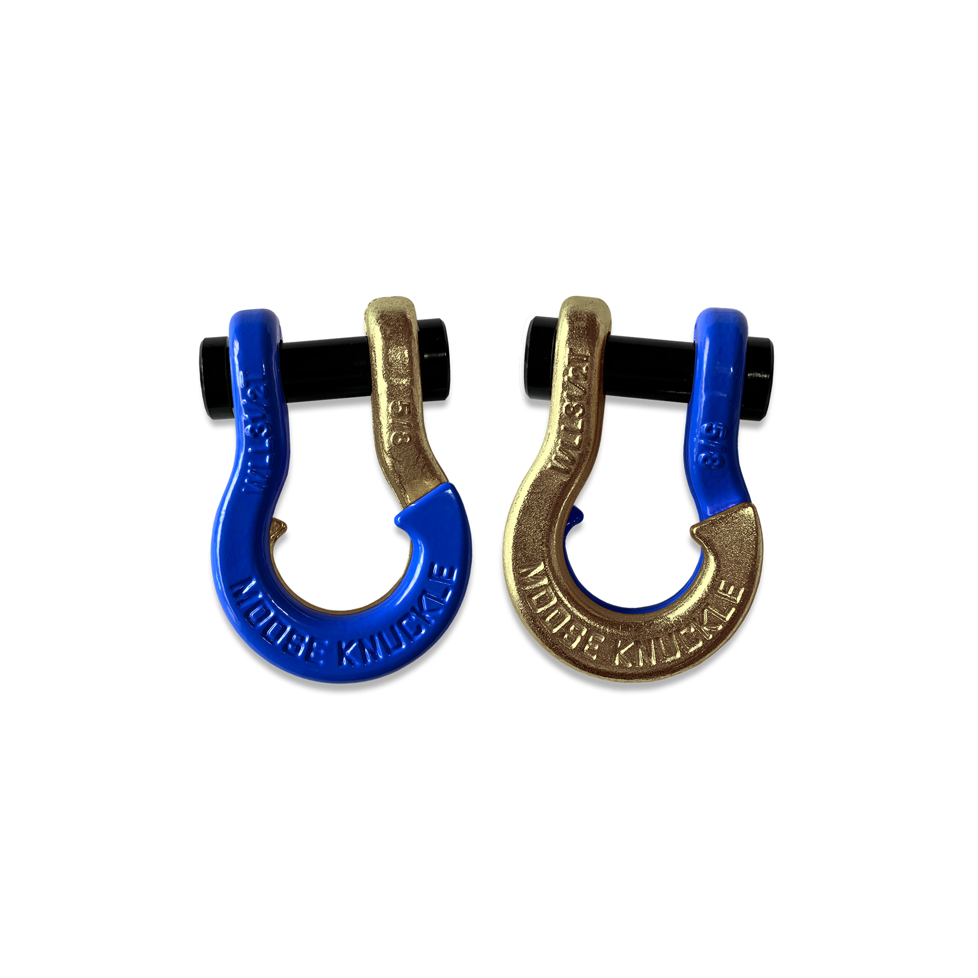 Moose Knuckle Offroad, 5/8 Recovery Split Shackle Blue Balls / Brass Knuckle, Working Load Limit 7000 lb, Model FN000025-077