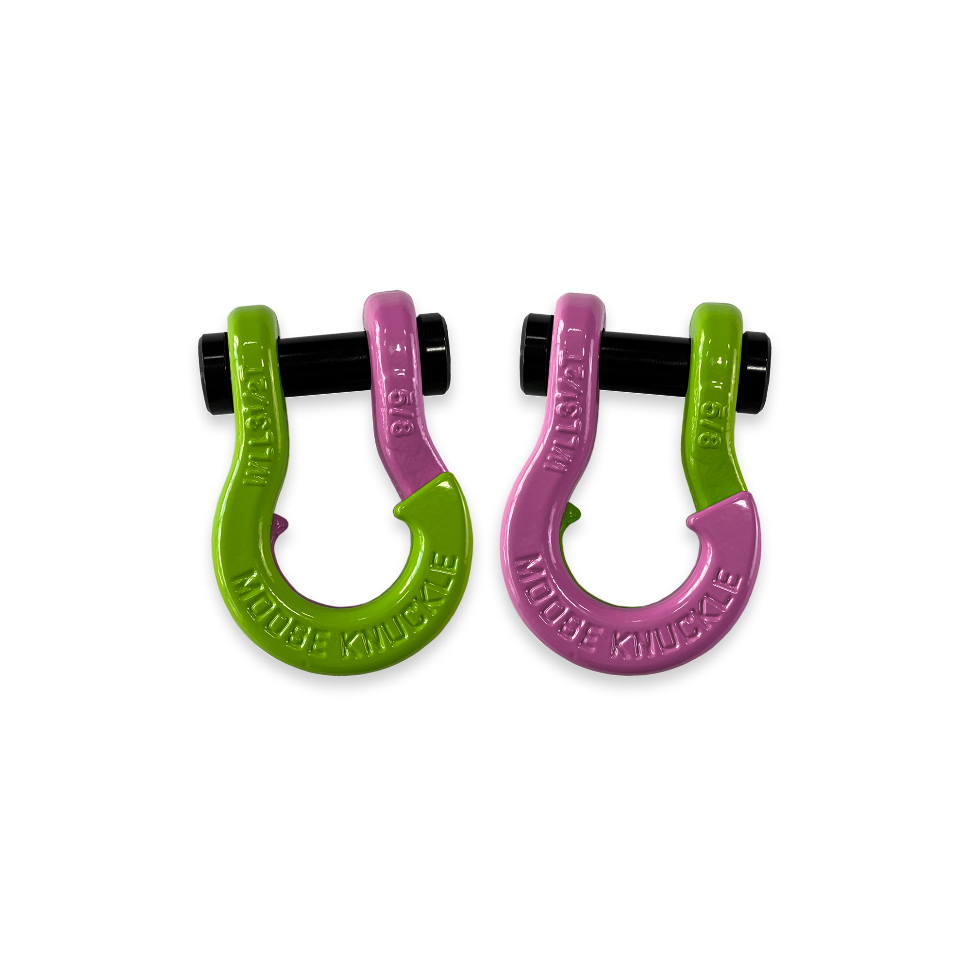 Moose Knuckle Offroad, 5/8 Recovery Split Shackle Sublime Green/ Pretty Pink, Working Load Limit 7000 lb, Model FN000025-088