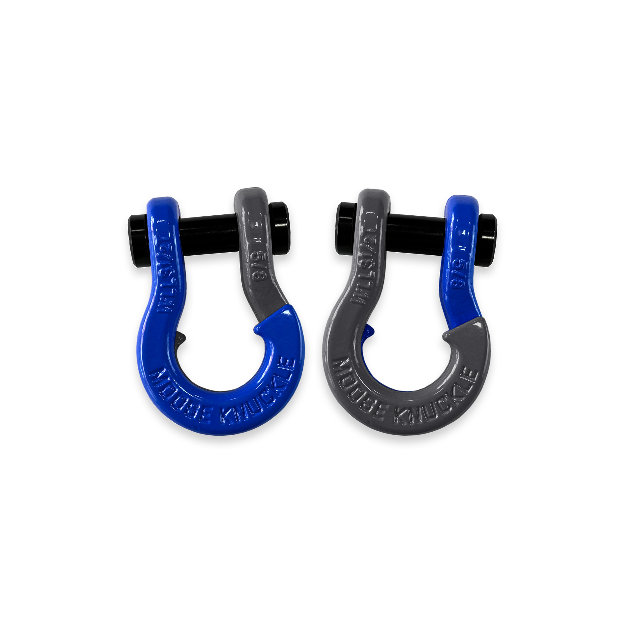 Moose Knuckle Offroad, 5/8 Recovery Split Shackle Blue Balls / Gun Gray, Working Load Limit 7000 lb, Model FN000025-068