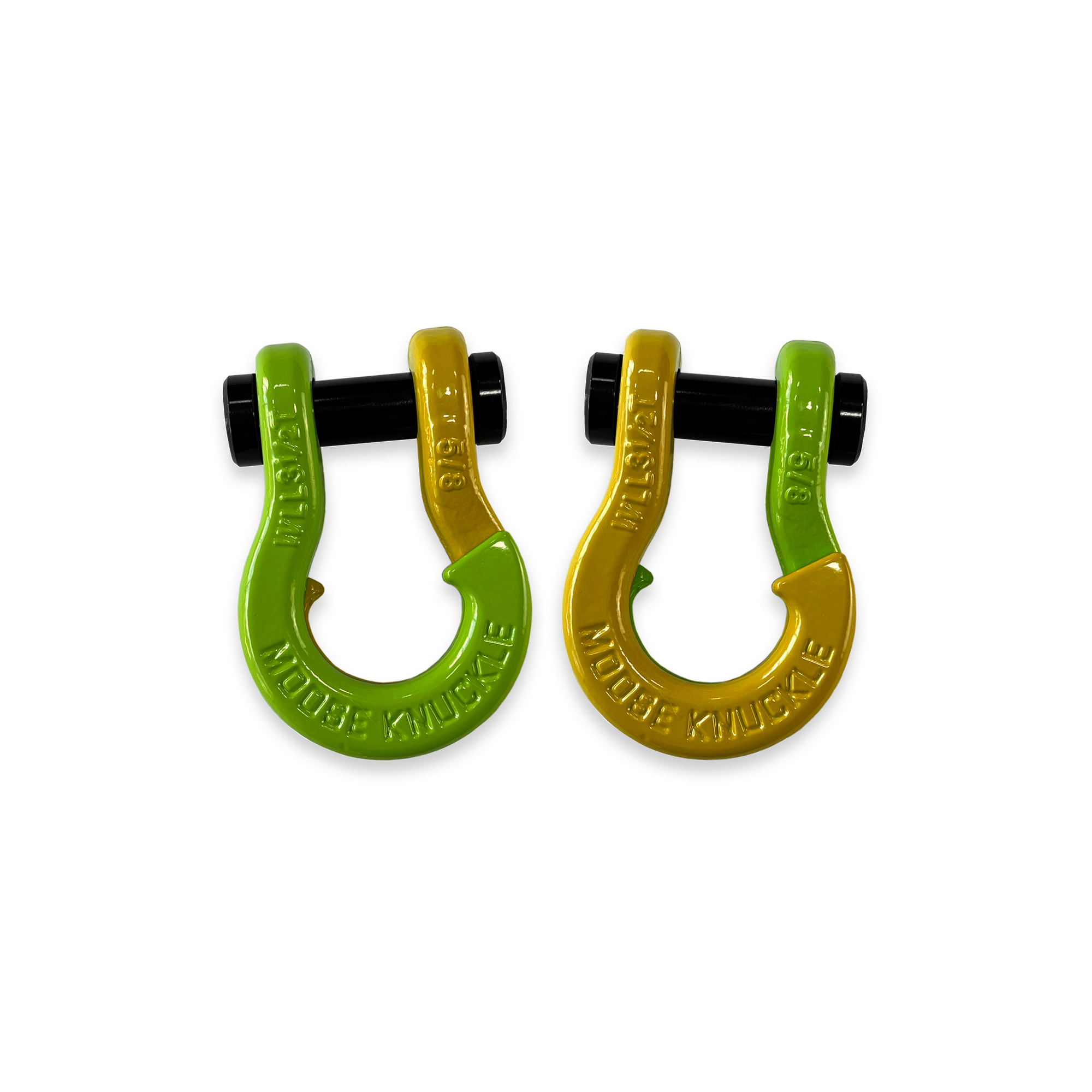 Moose Knuckle Offroad, 5/8 Split Shackle Sublime Green / Detonator Yellow, Working Load Limit 7000 lb, Model FN000025-085