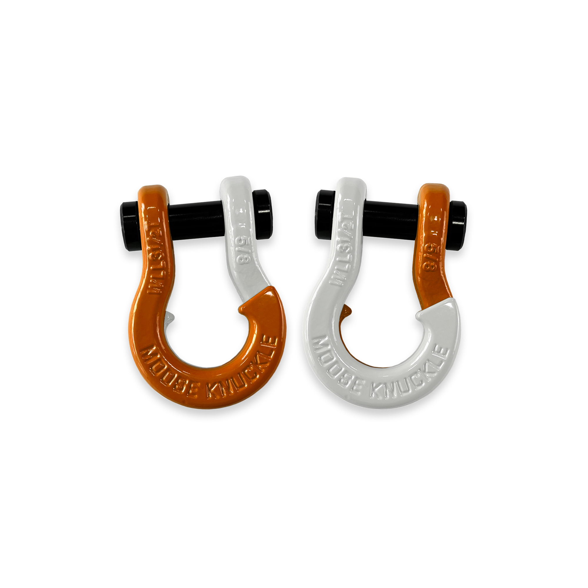 Moose Knuckle Offroad, 5/8 Split Shackle Obscene Orange / Pure White, Working Load Limit 7000 lb, Model FN000025-108