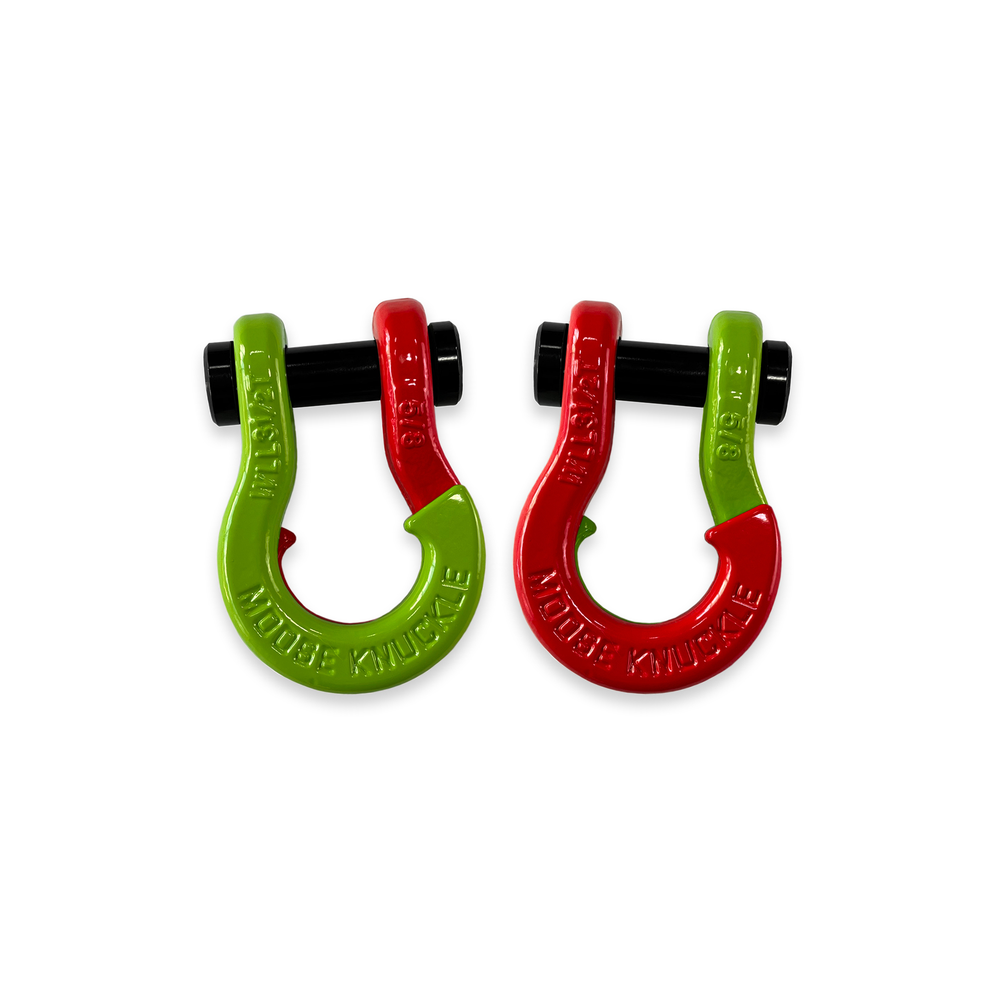 Moose Knuckle Offroad, 5/8 Recovery Towing Split Shackles Sublime Green / Flame Red, Working Load Limit 7000 lb, Model FN000025-087