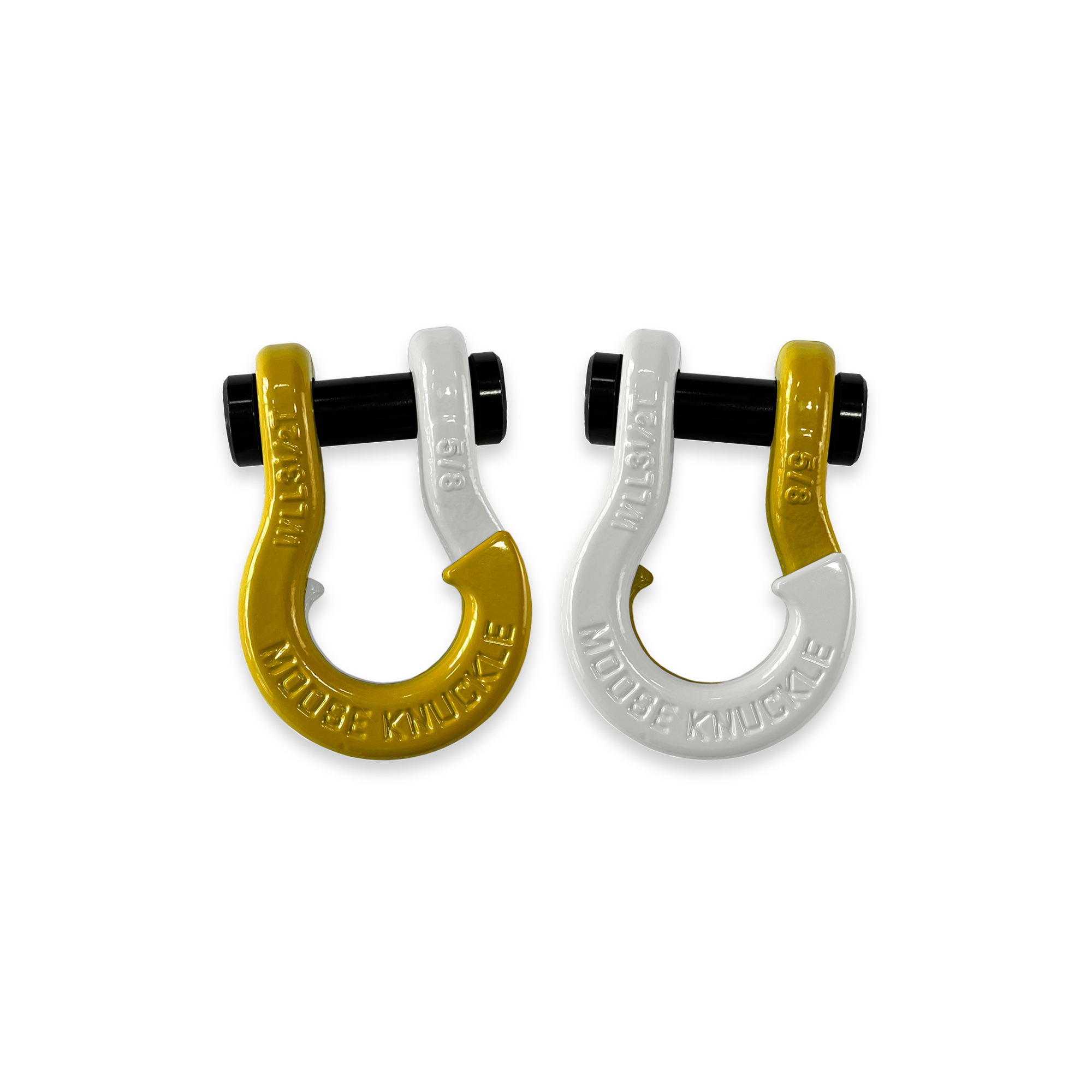 Moose Knuckle Offroad, 5/8 Recovery Split Shackle Detonator Yellow / Pure White, Working Load Limit 7000 lb, Model FN000025-095