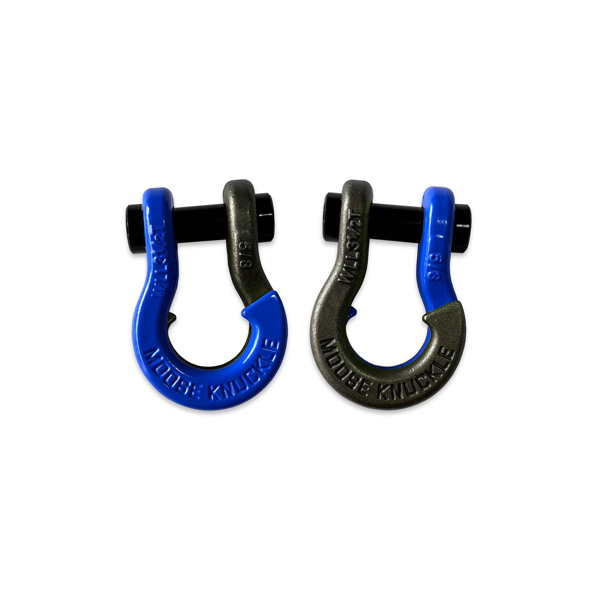 Moose Knuckle Offroad, 5/8 Recovery Split Shackle Blue Balls / Raw Dog, Working Load Limit 7000 lb, Model FN000025-078