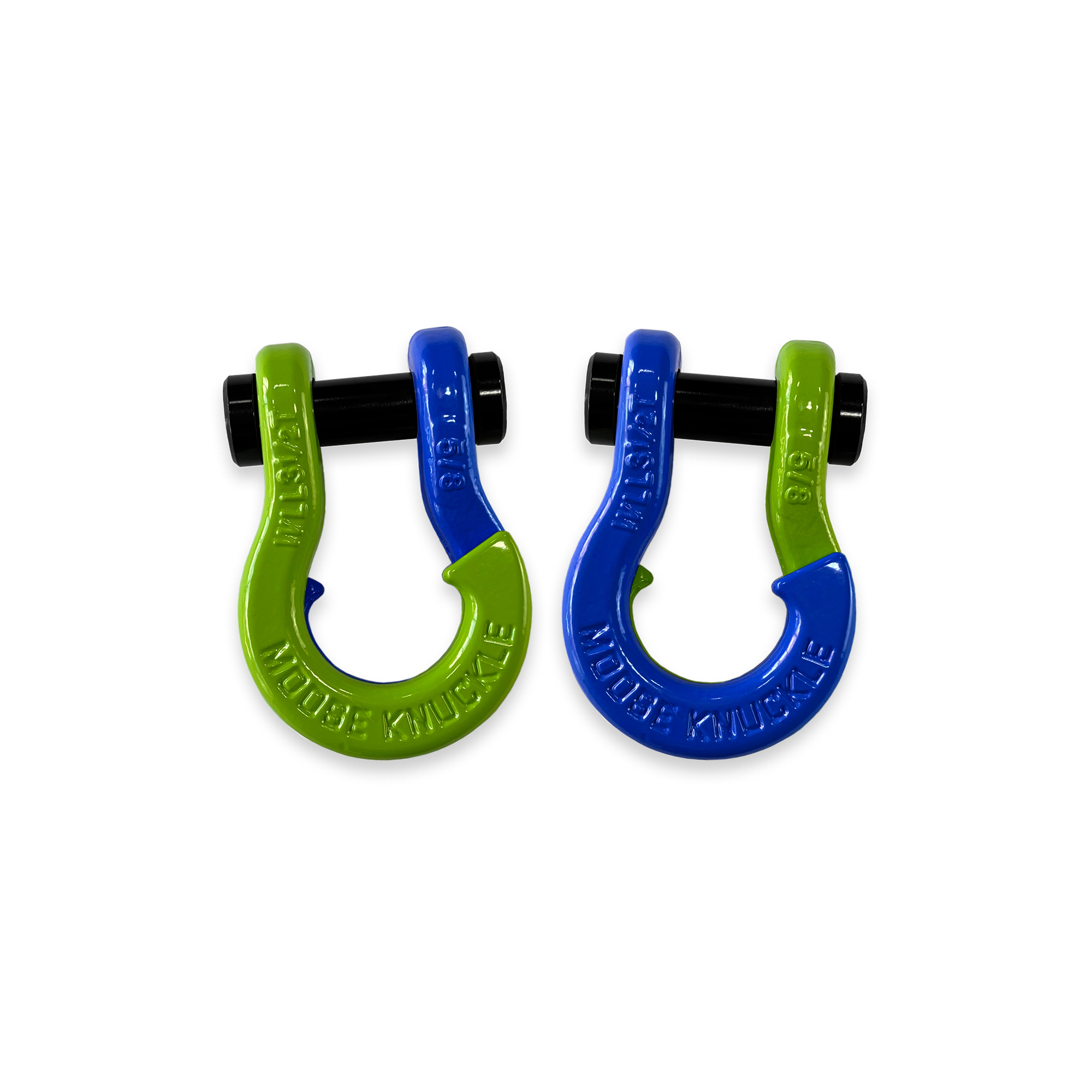 Moose Knuckle Offroad, 5/8 Split Shackle Sublime Green / Blue Balls, Working Load Limit 7000 lb, Model FN000025-084