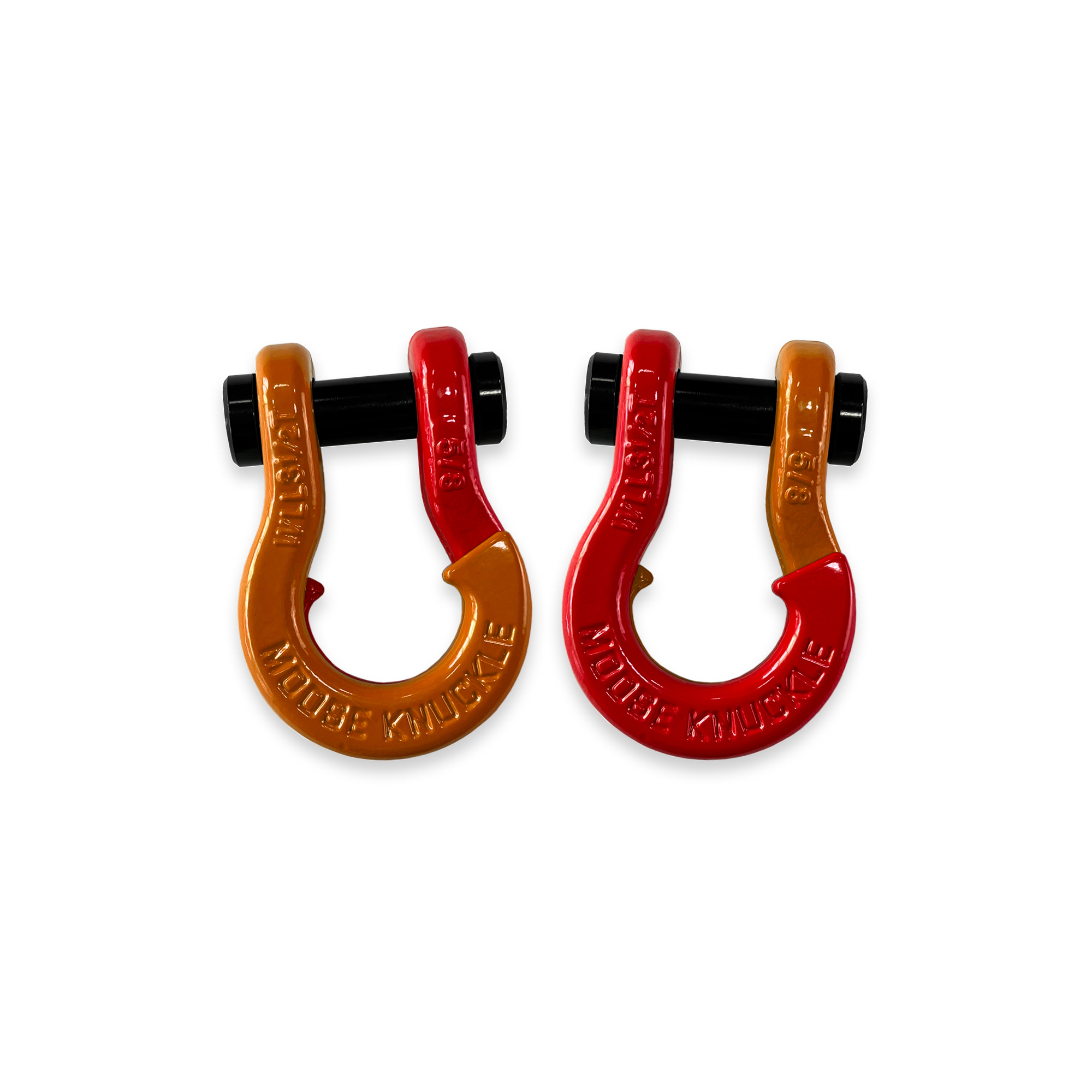 Moose Knuckle Offroad, 5/8 Split Shackle Obscene Orange / Flame Red, Working Load Limit 7000 lb, Model FN000025-113