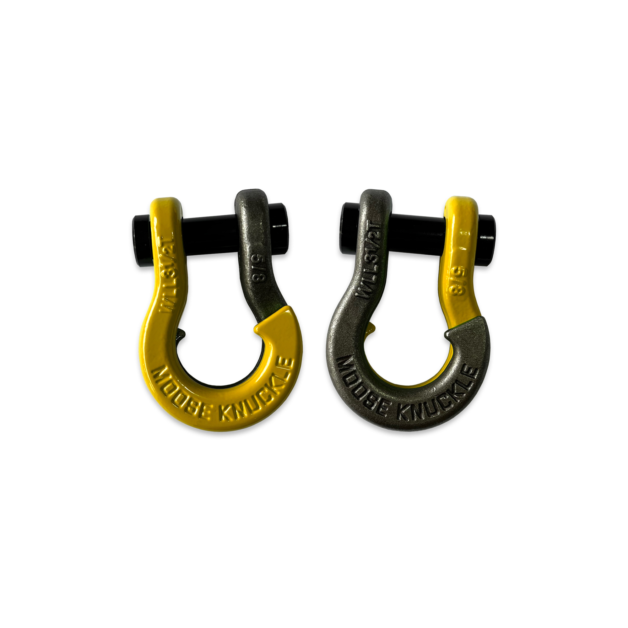 Moose Knuckle Offroad, 5/8 Recovery Split Shackle Detonator Yellow / Raw Dog, Working Load Limit 7000 lb, Model FN000025-104