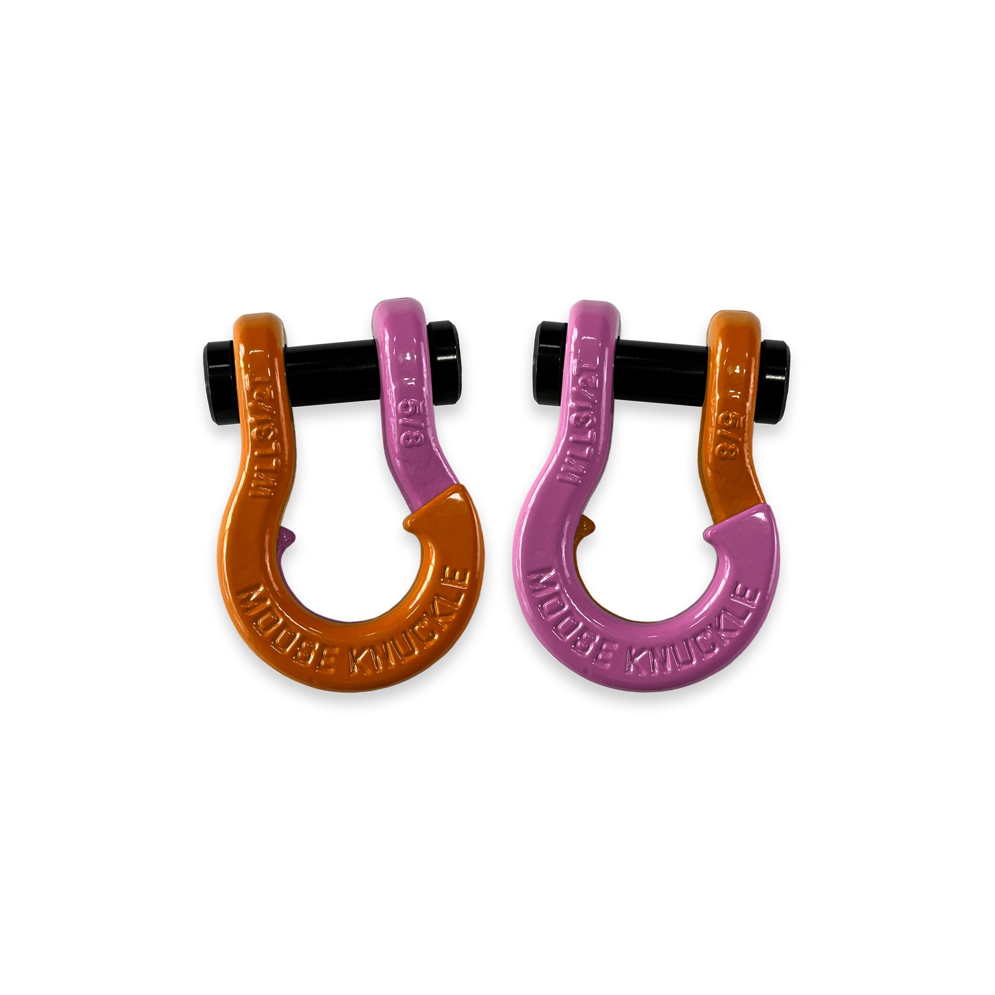 Moose Knuckle Offroad, 5/8 Split Shackle Obscene Orange / Pretty Pink, Working Load Limit 7000 lb, Model FN000025-114