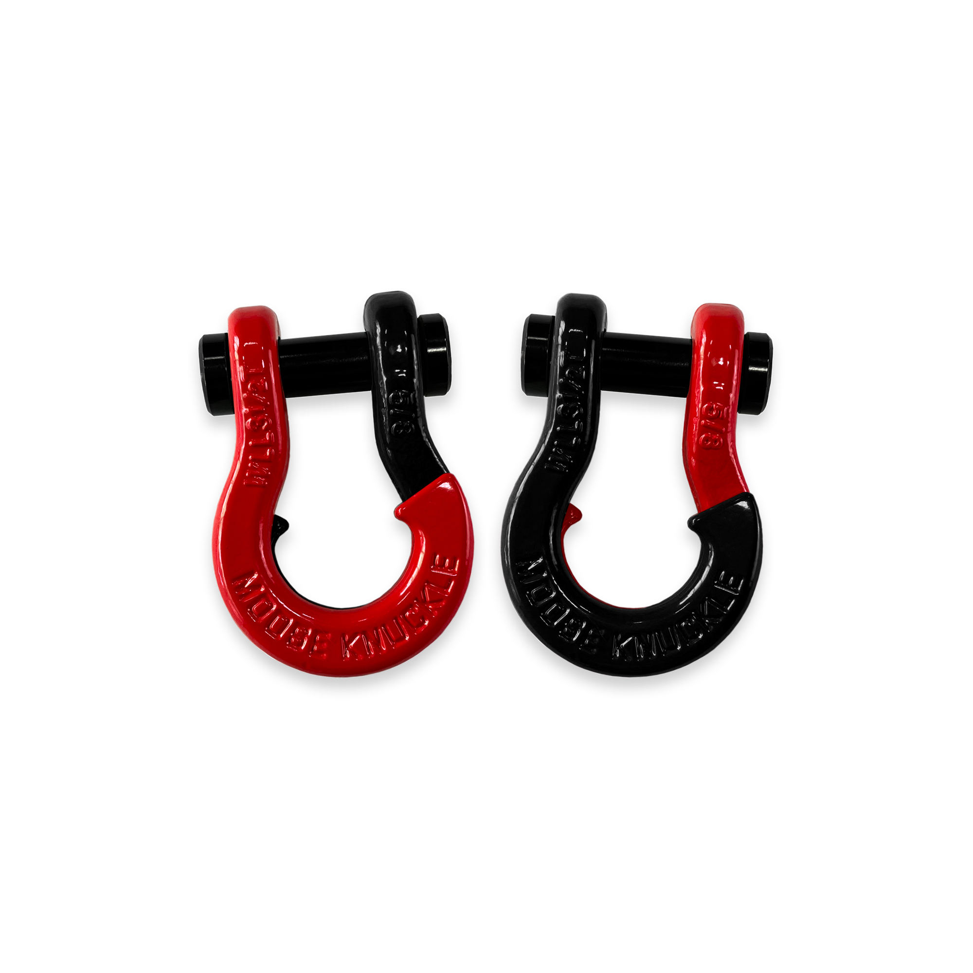 Moose Knuckle Offroad, 5/8 Recovery Split Shackle Flame Red / Black Hole, Working Load Limit 7000 lb, Model FN000025-119