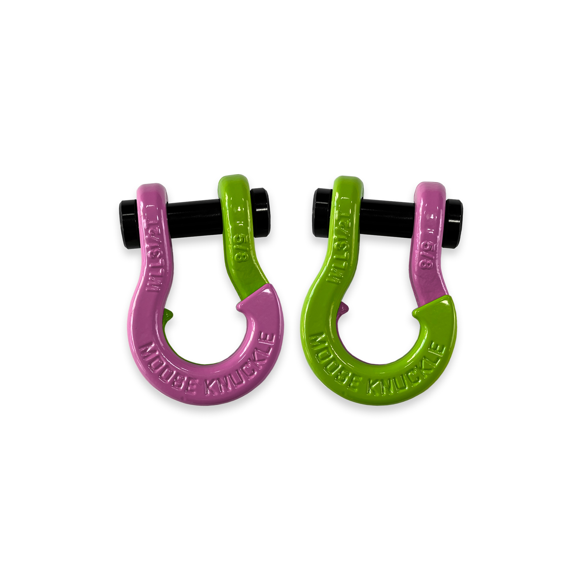 Moose Knuckle Offroad, 5/8 Recovery Split Shackle Pretty Pink / Sublime Green, Working Load Limit 7000 lb, Model FN000025-137