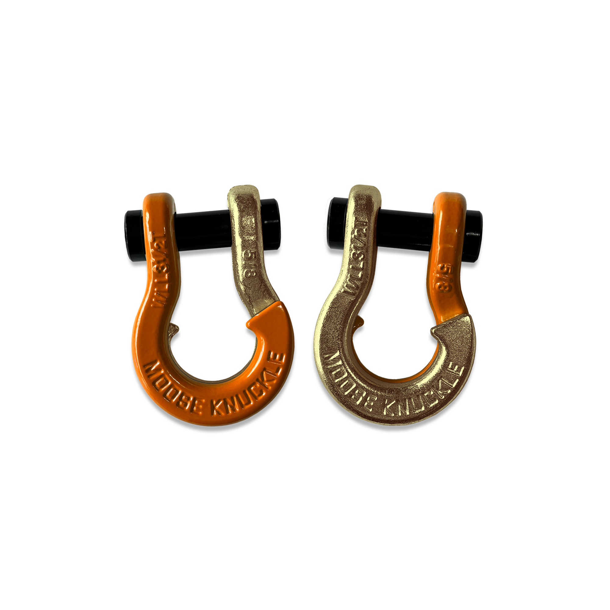 Moose Knuckle Offroad, 5/8 Split Shackle Obscene Orange / Brass Knuckle, Working Load Limit 7000 lb, Model FN000025-116