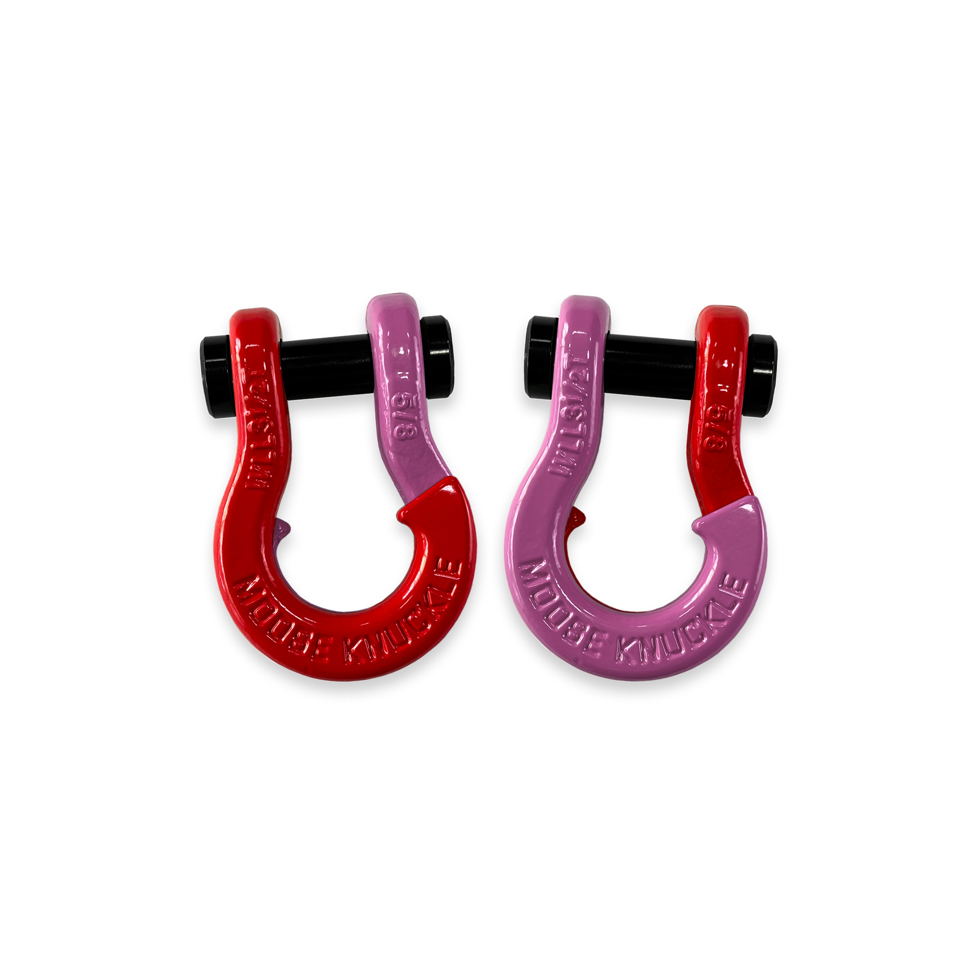 Moose Knuckle Offroad, 5/8 Recovery Split Shackle Flame Red / Pretty Pink, Working Load Limit 7000 lb, Model FN000025-127