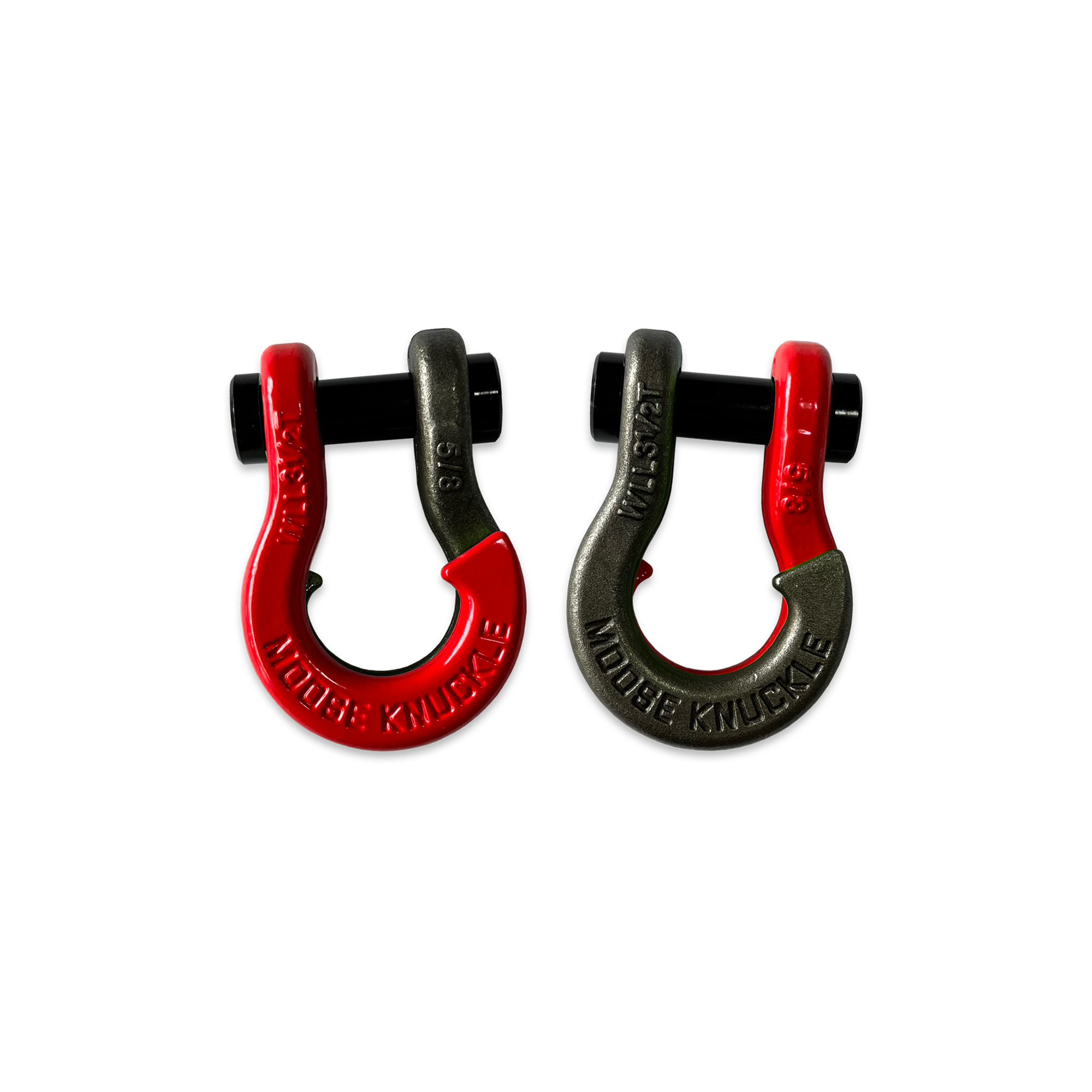 Moose Knuckle Offroad, 5/8 Recovery Split Shackle Flame Red / Raw Dog, Working Load Limit 7000 lb, Model FN000025-130