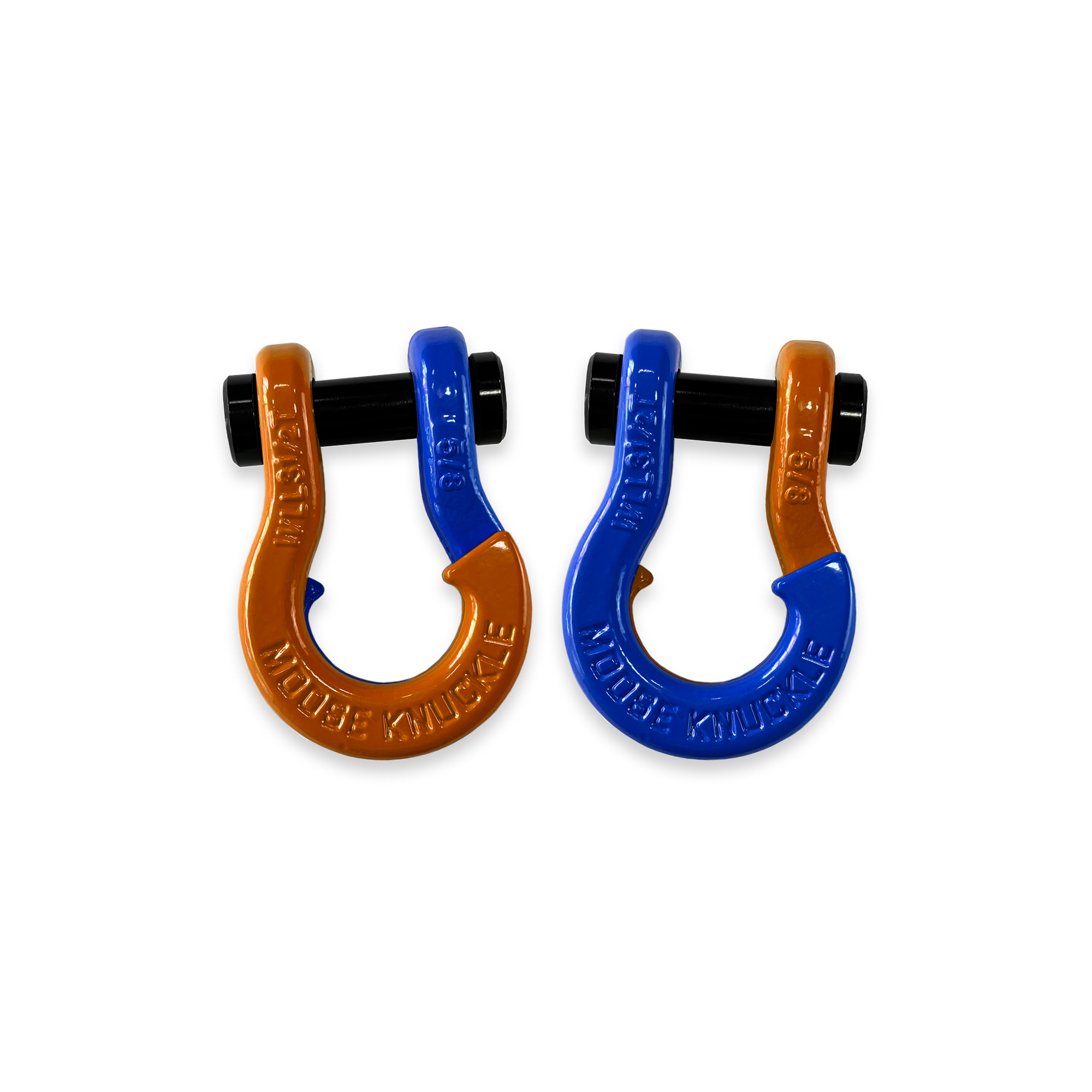 Moose Knuckle Offroad, 5/8 Split Shackle Obscene Orange / Blue Balls, Working Load Limit 7000 lb, Model FN000025-110