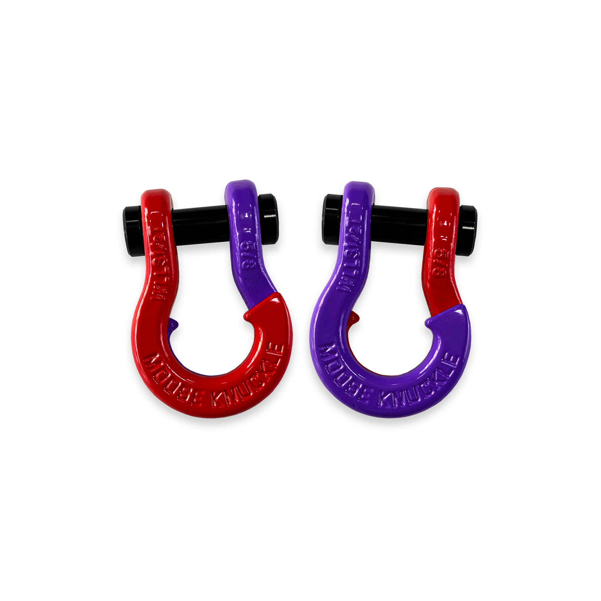 Moose Knuckle Offroad, 5/8 Recovery Towing Split Shackles Flame Red / Grape Escape, Working Load Limit 7000 lb, Model FN000025-122