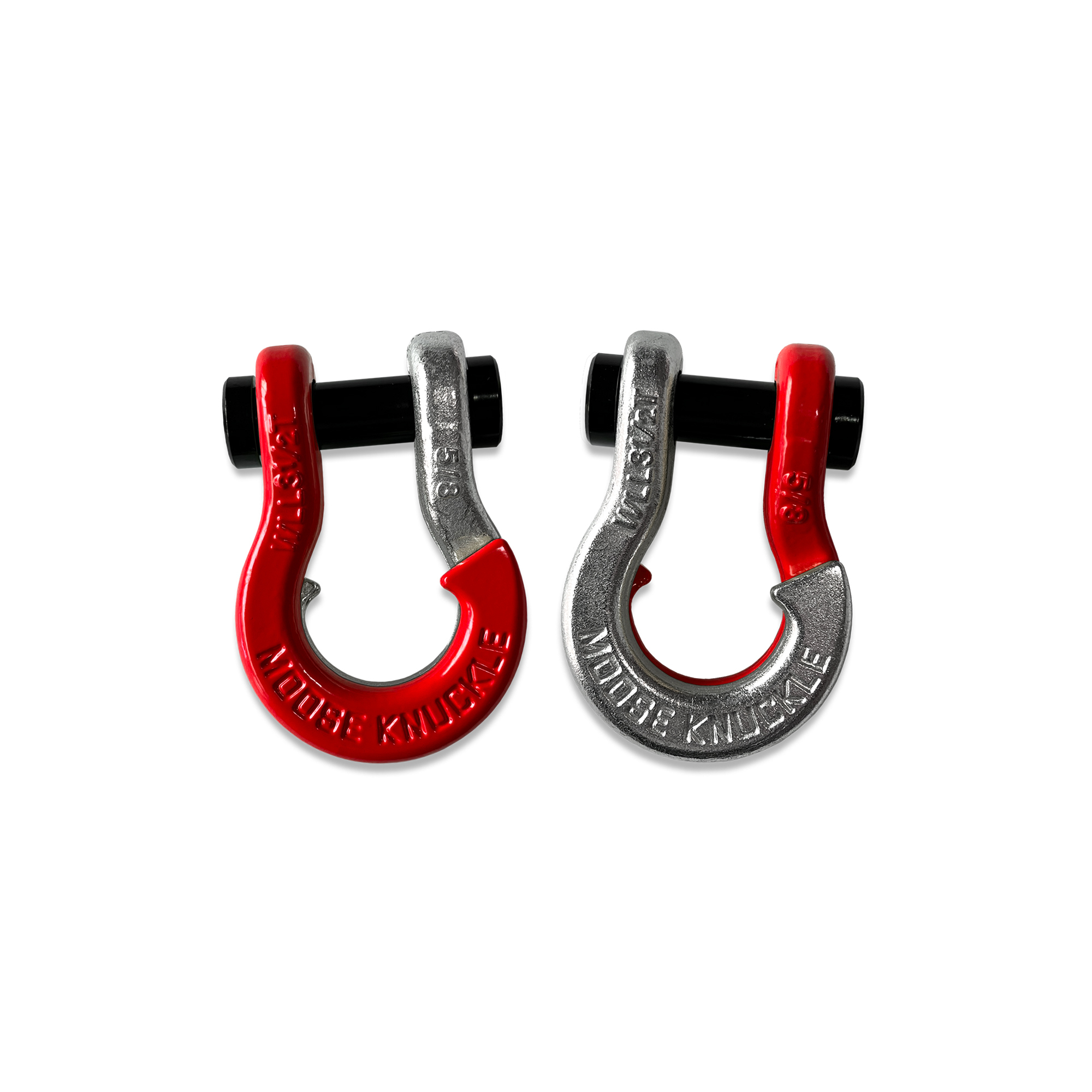 Moose Knuckle Offroad, 5/8 Recovery Split Shackle Flame Red / Nice Gal, Working Load Limit 7000 lb, Model FN000025-128