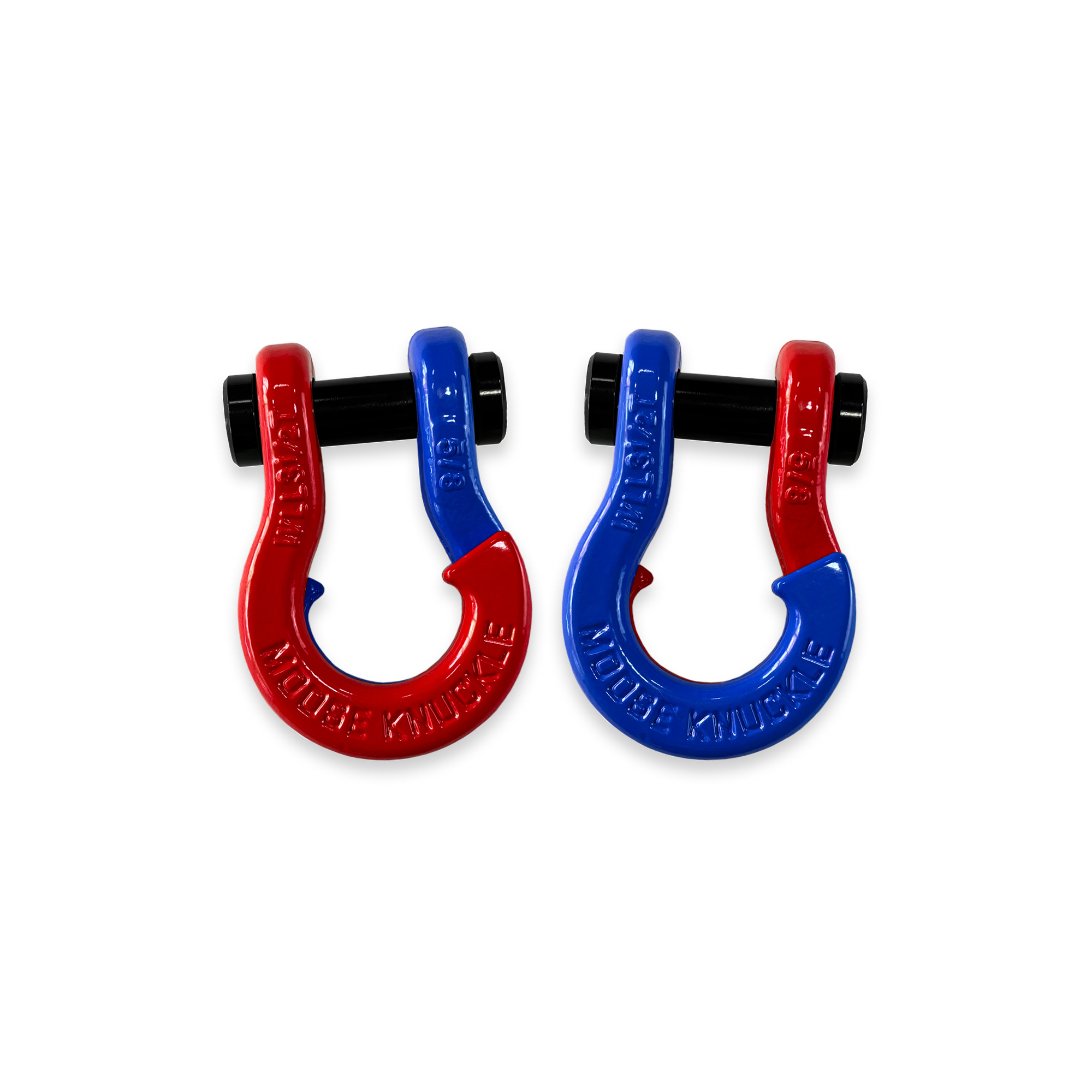 Moose Knuckle Offroad, 5/8 Recovery Towing Split Shackles Flame Red / Blue Balls, Working Load Limit 7000 lb, Model FN000025-123