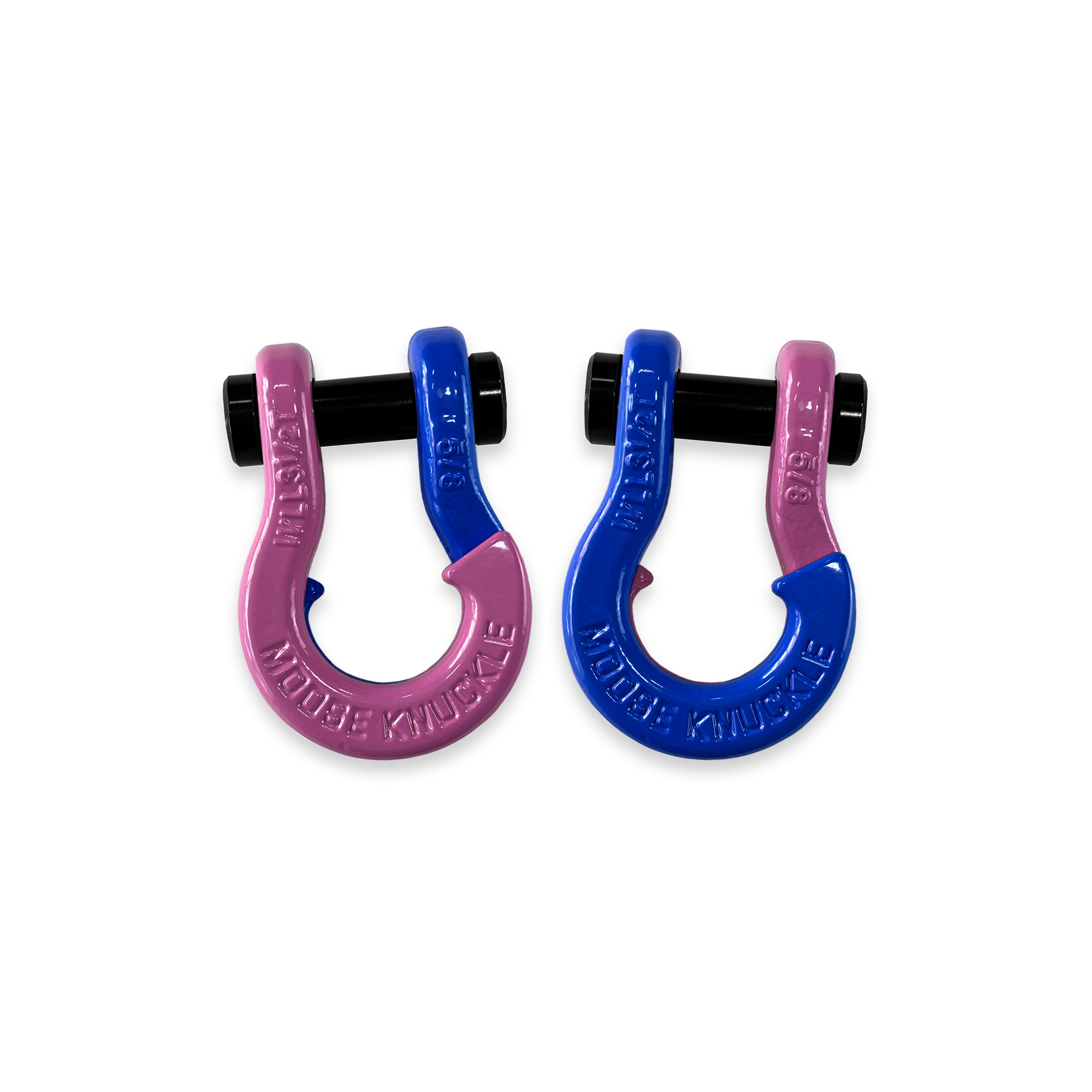 Moose Knuckle Offroad, 5/8 Split Shackle Pretty Pink / Blue Balls, Working Load Limit 7000 lb, Model FN000025-136