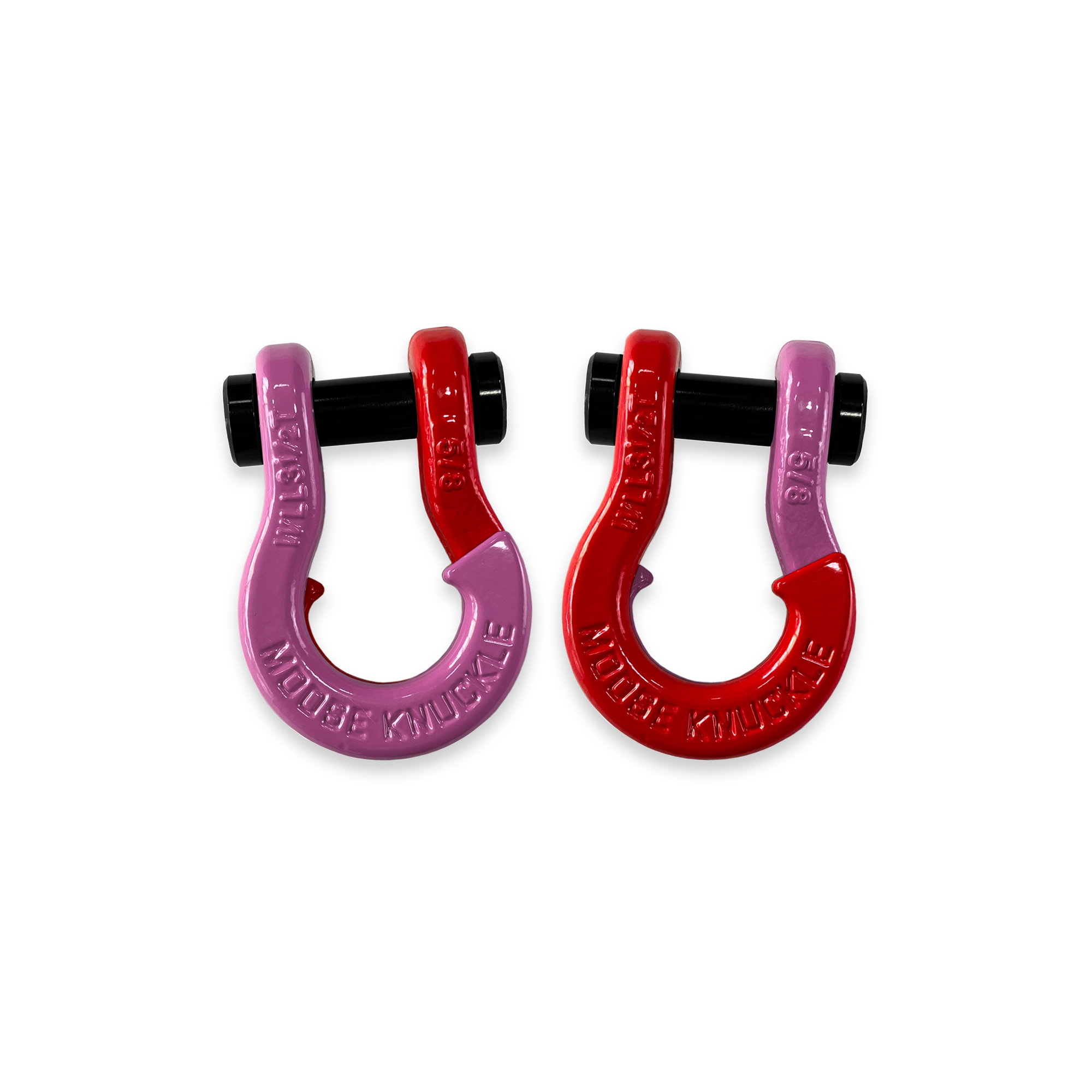 Moose Knuckle Offroad, 5/8 Split Shackle Pretty Pink / Flame Red, Working Load Limit 7000 lb, Model FN000025-140