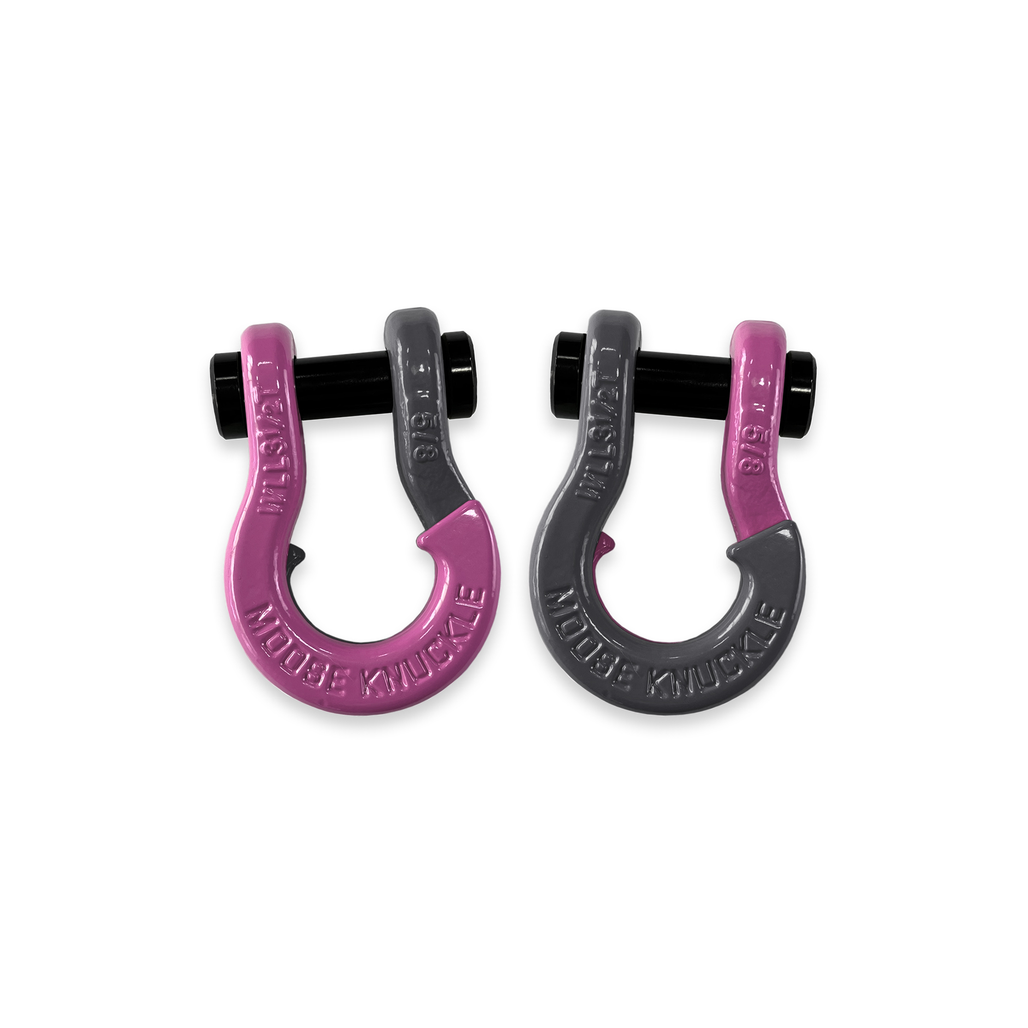 Moose Knuckle Offroad, 5/8 Split Shackle Pretty Pink / Gun Gray, Working Load Limit 7000 lb, Model FN000025-133