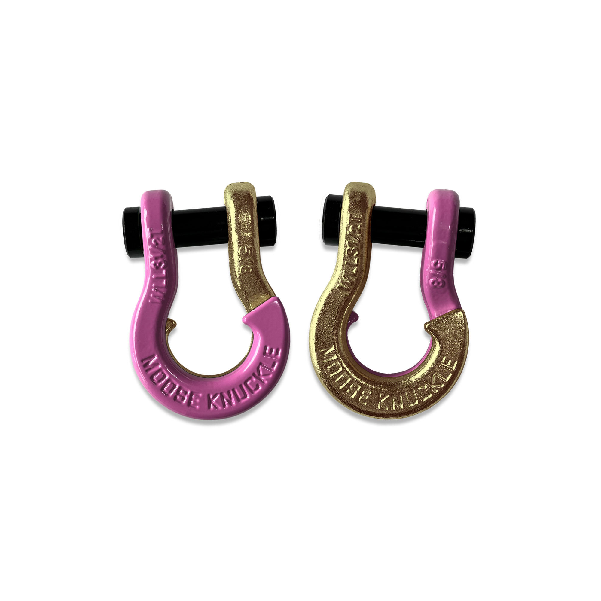 Moose Knuckle Offroad, 5/8 Split Shackle Pretty Pink / Brass Knuckle, Working Load Limit 7000 lb, Model FN000025-142