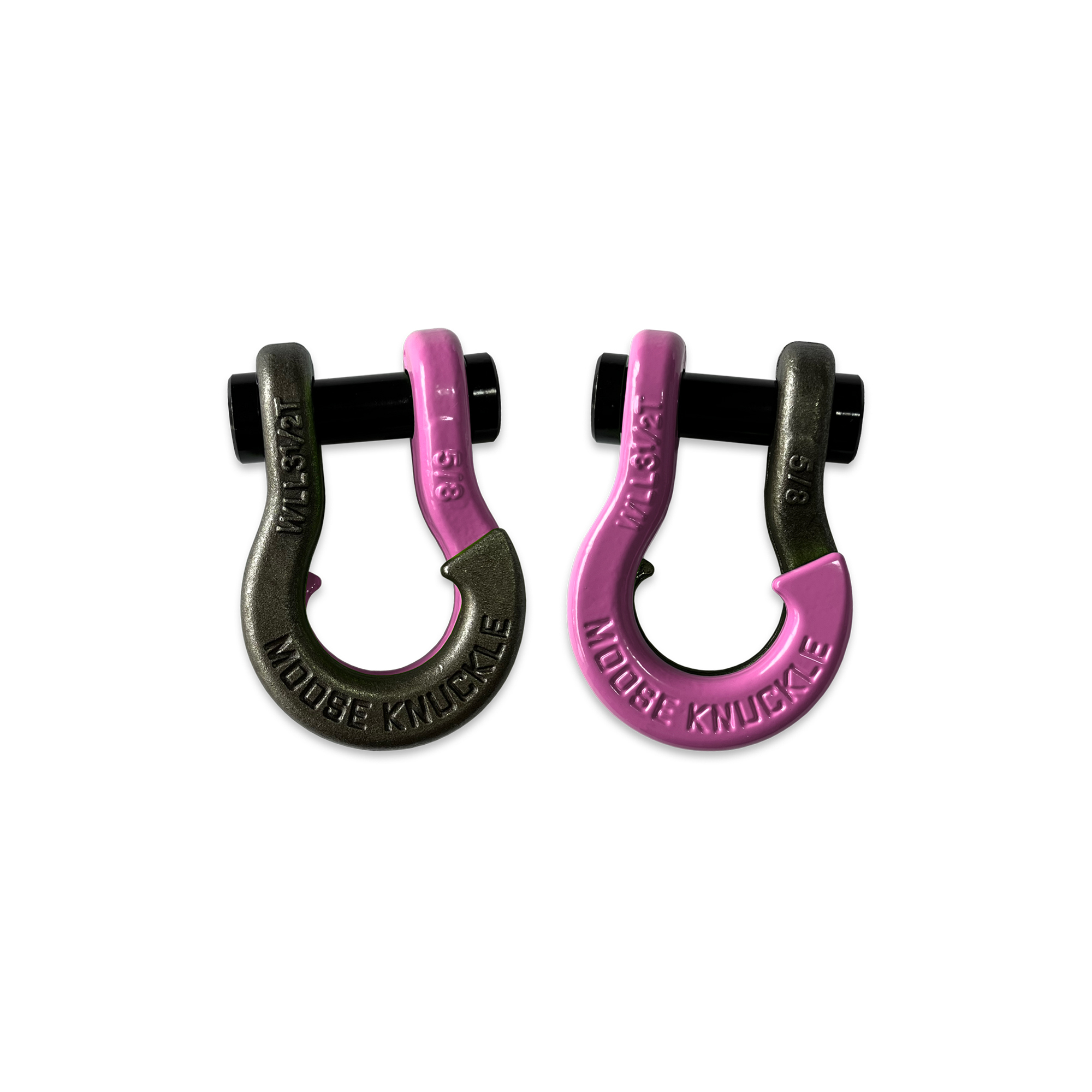 Moose Knuckle Offroad, 5/8 Split Shackle Raw Dog / Pretty Pink, Working Load Limit 7000 lb, Model FN000025-180