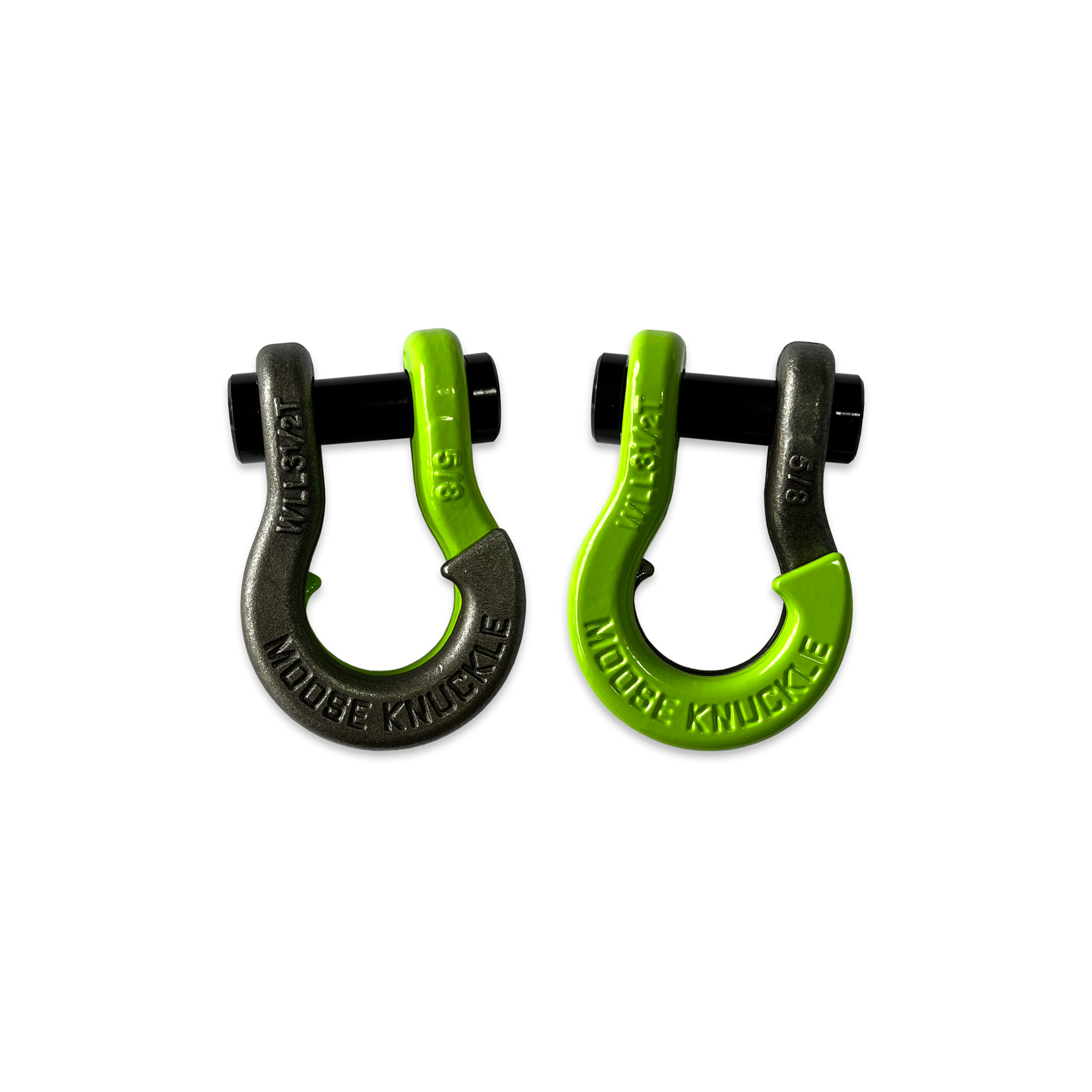 Moose Knuckle Offroad, 5/8 Split Shackle Raw Dog / Sublime Green, Working Load Limit 7000 lb, Model FN000025-176