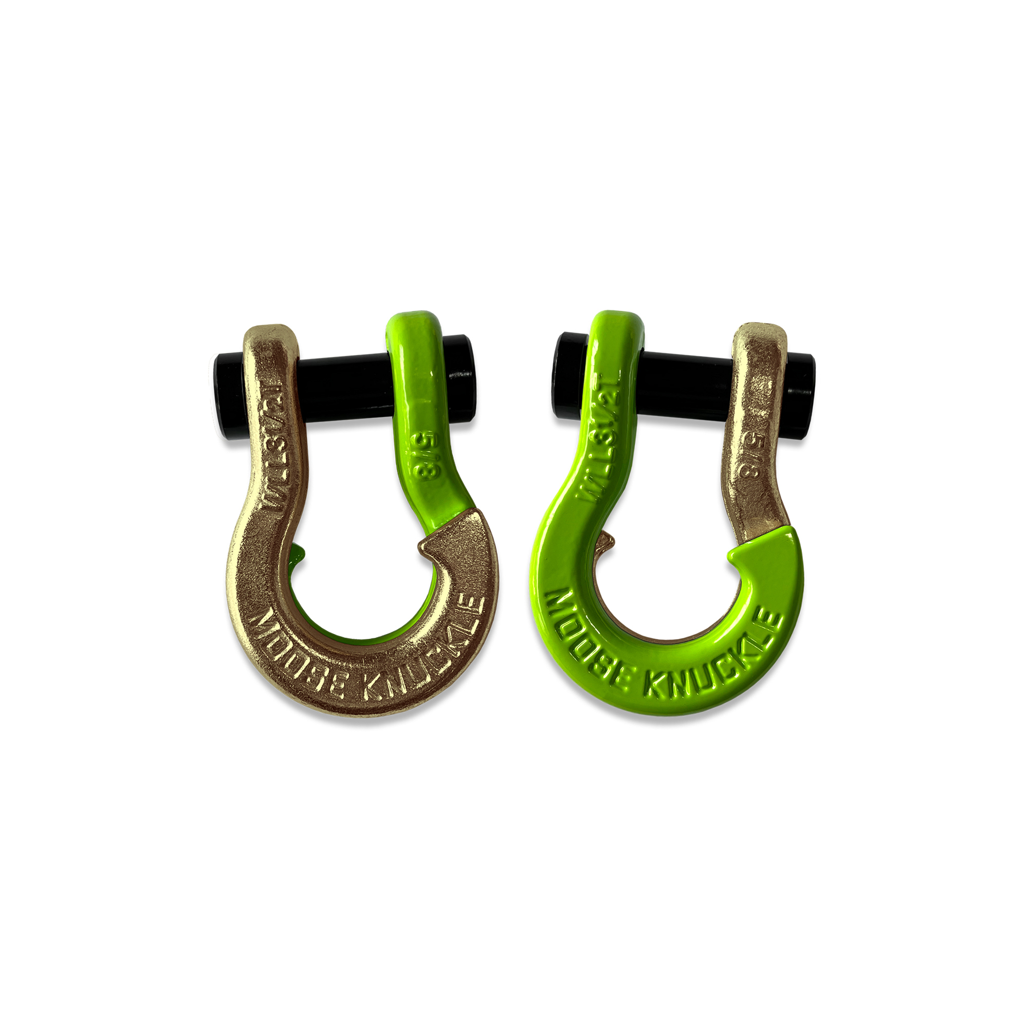 Moose Knuckle Offroad, 5/8 Recovery Split Shackle Brass Knuckle / Sublime Green, Working Load Limit 7000 lb, Model FN000025-163