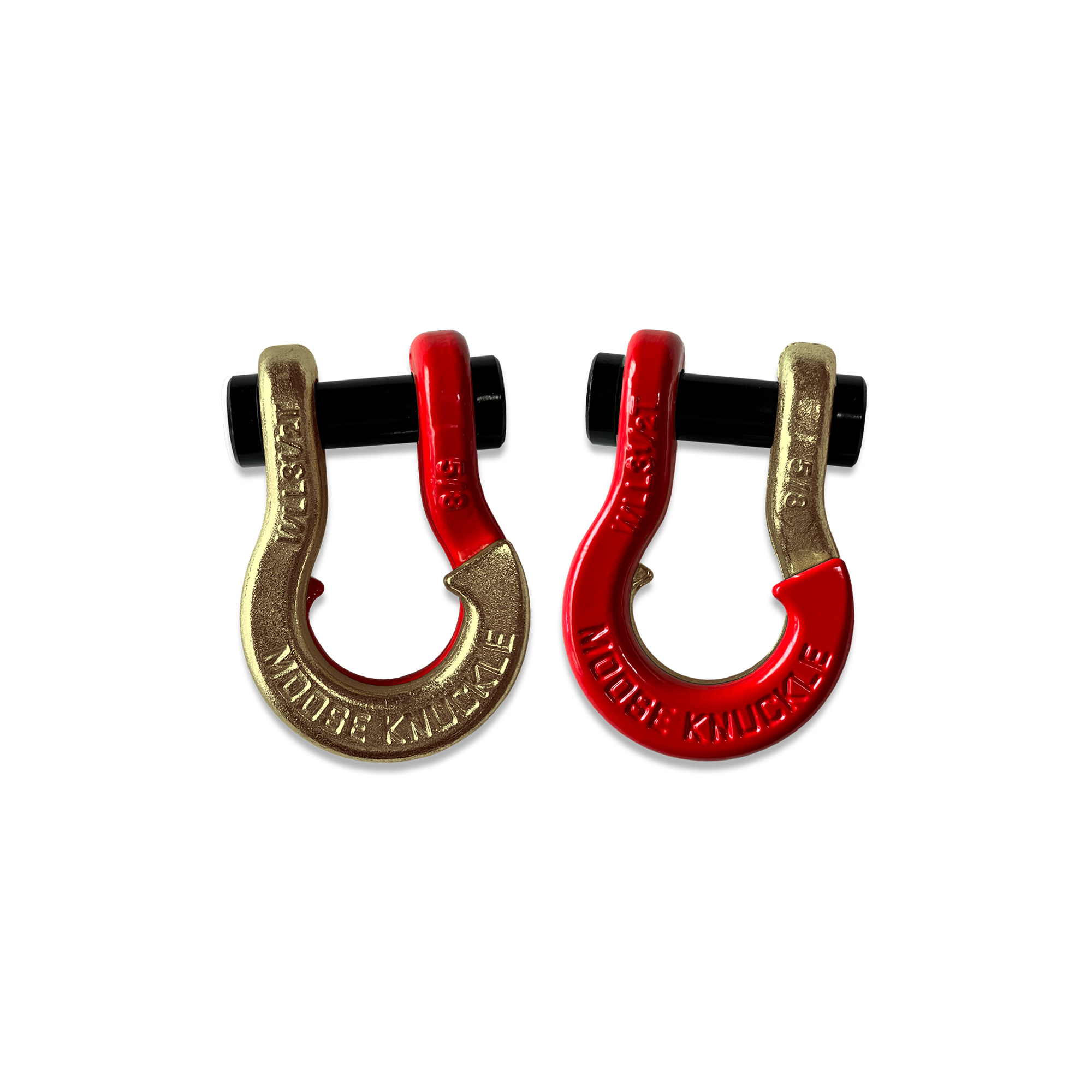 Moose Knuckle Offroad, 5/8 Recovery Split Shackle Brass Knuckle / Flame Red, Working Load Limit 7000 lb, Model FN000025-166