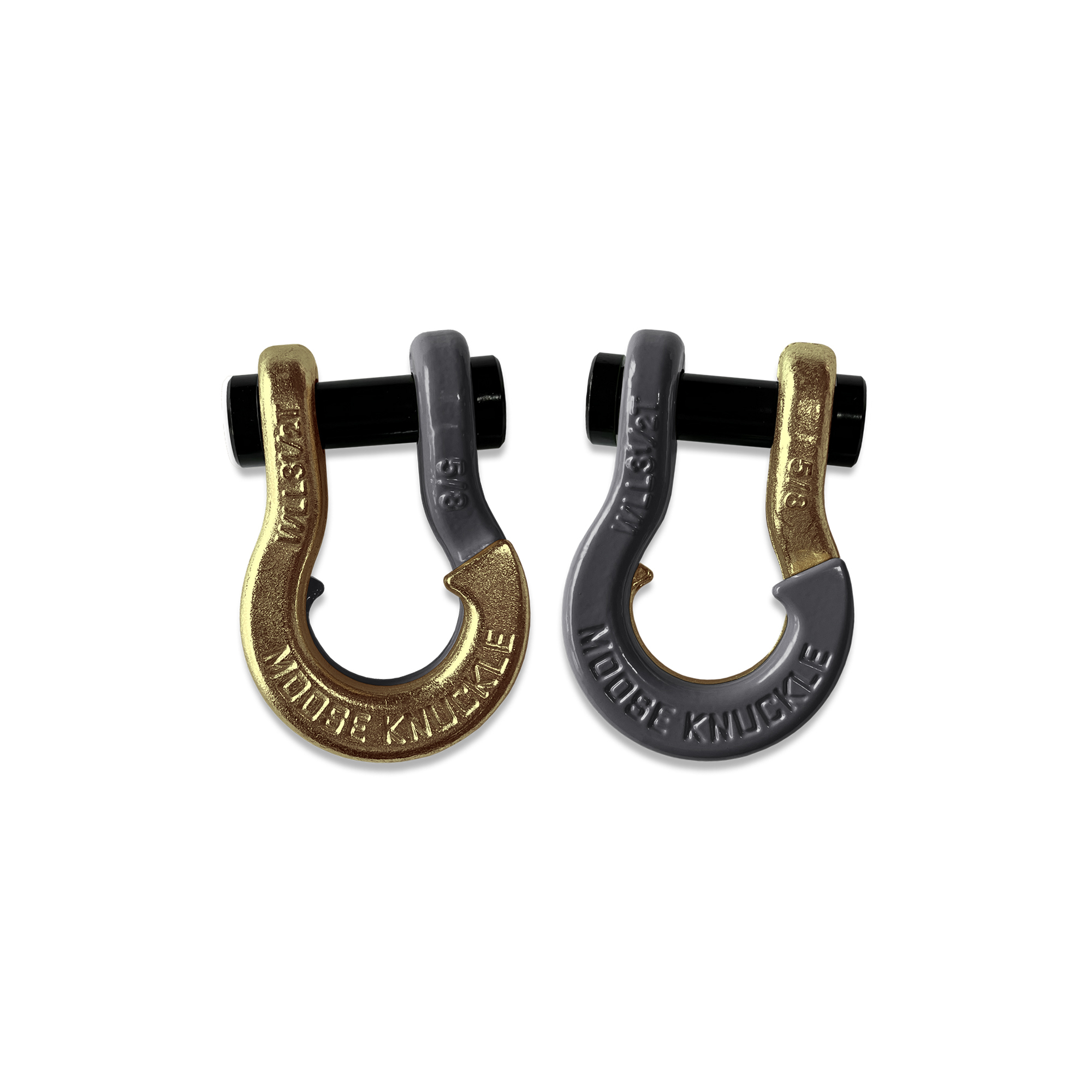 Moose Knuckle Offroad, 5/8 Recovery Split Shackle Brass Knuckle / Gun Gray, Working Load Limit 7000 lb, Model FN000025-159