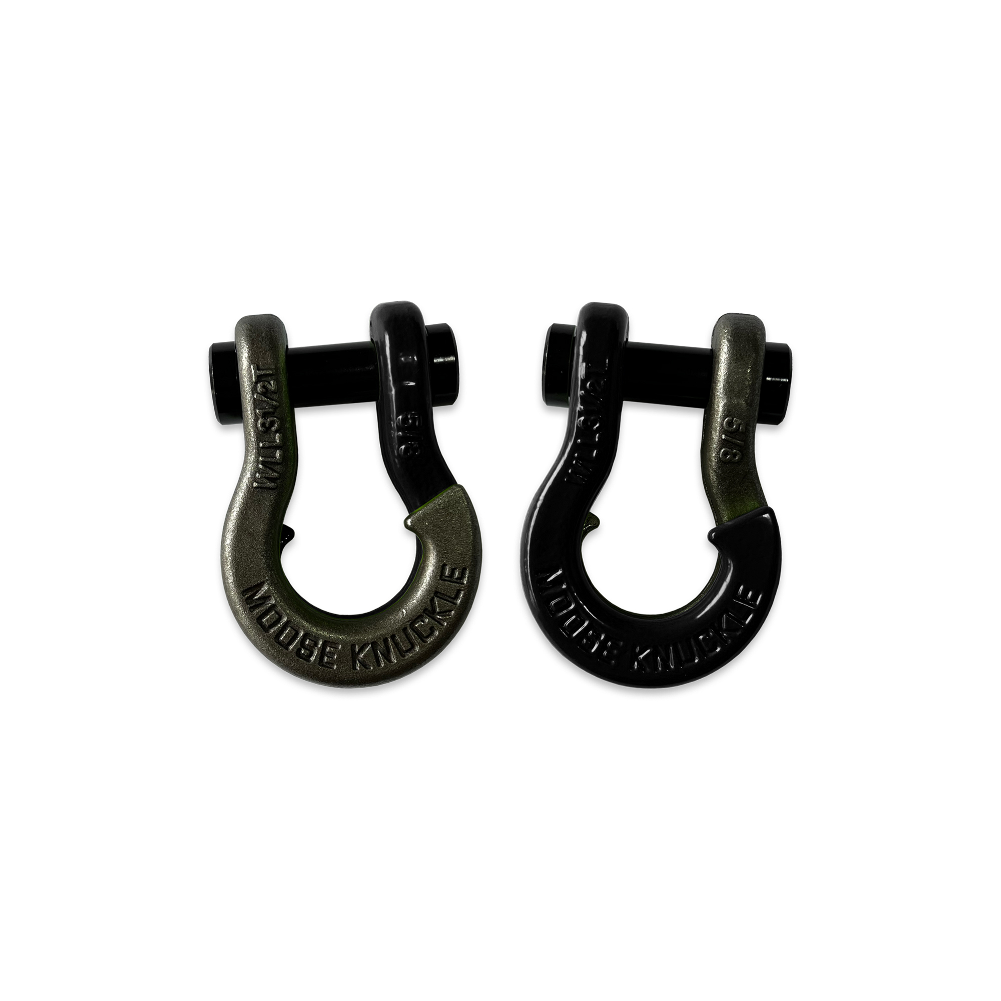 Moose Knuckle Offroad, 5/8 Recovery Towing Split Shackles Raw Dog / Black Hole, Working Load Limit 7000 lb, Model FN000025-171