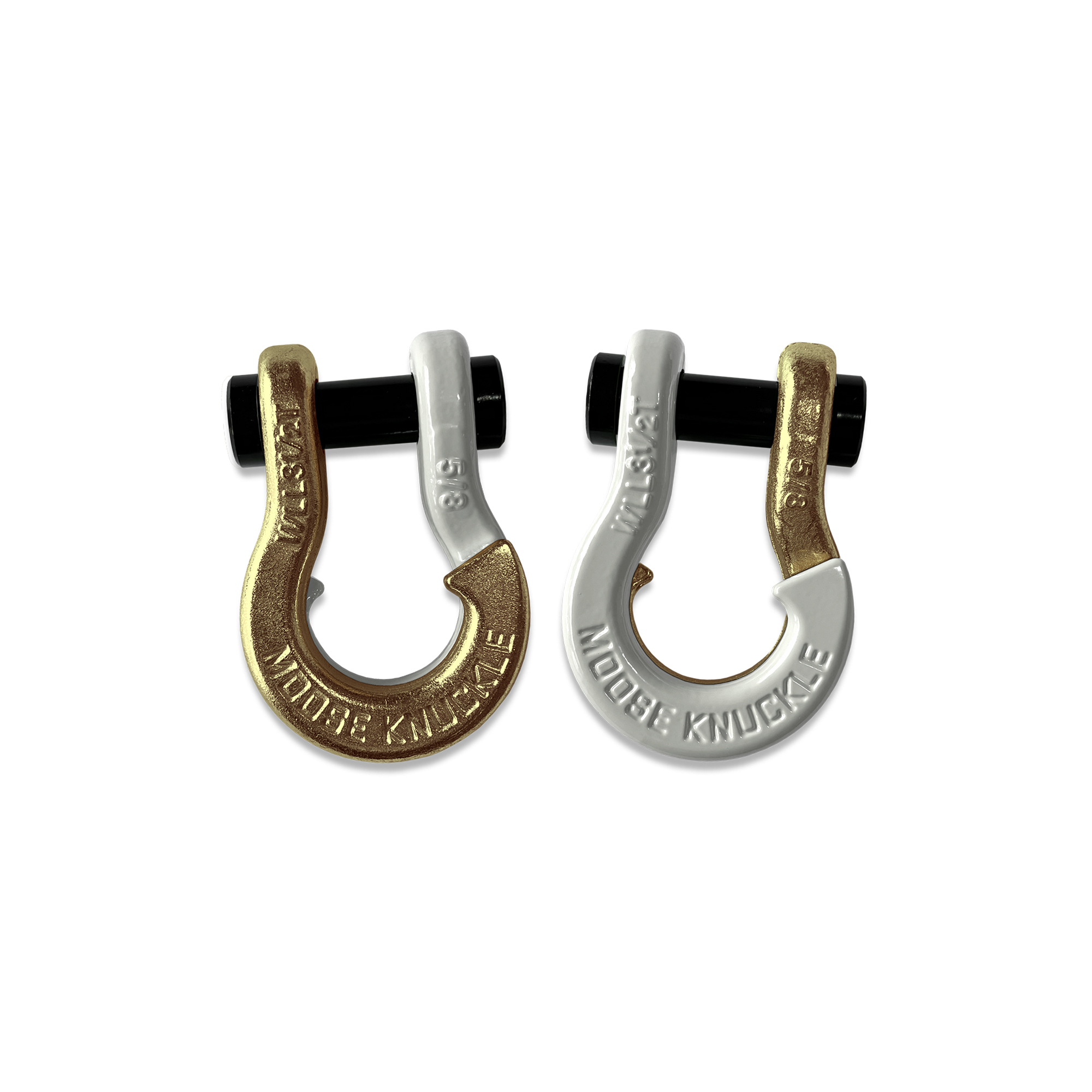 Moose Knuckle Offroad, 5/8 Recovery Split Shackle Brass Knuckle / Pure White, Working Load Limit 7000 lb, Model FN000025-160