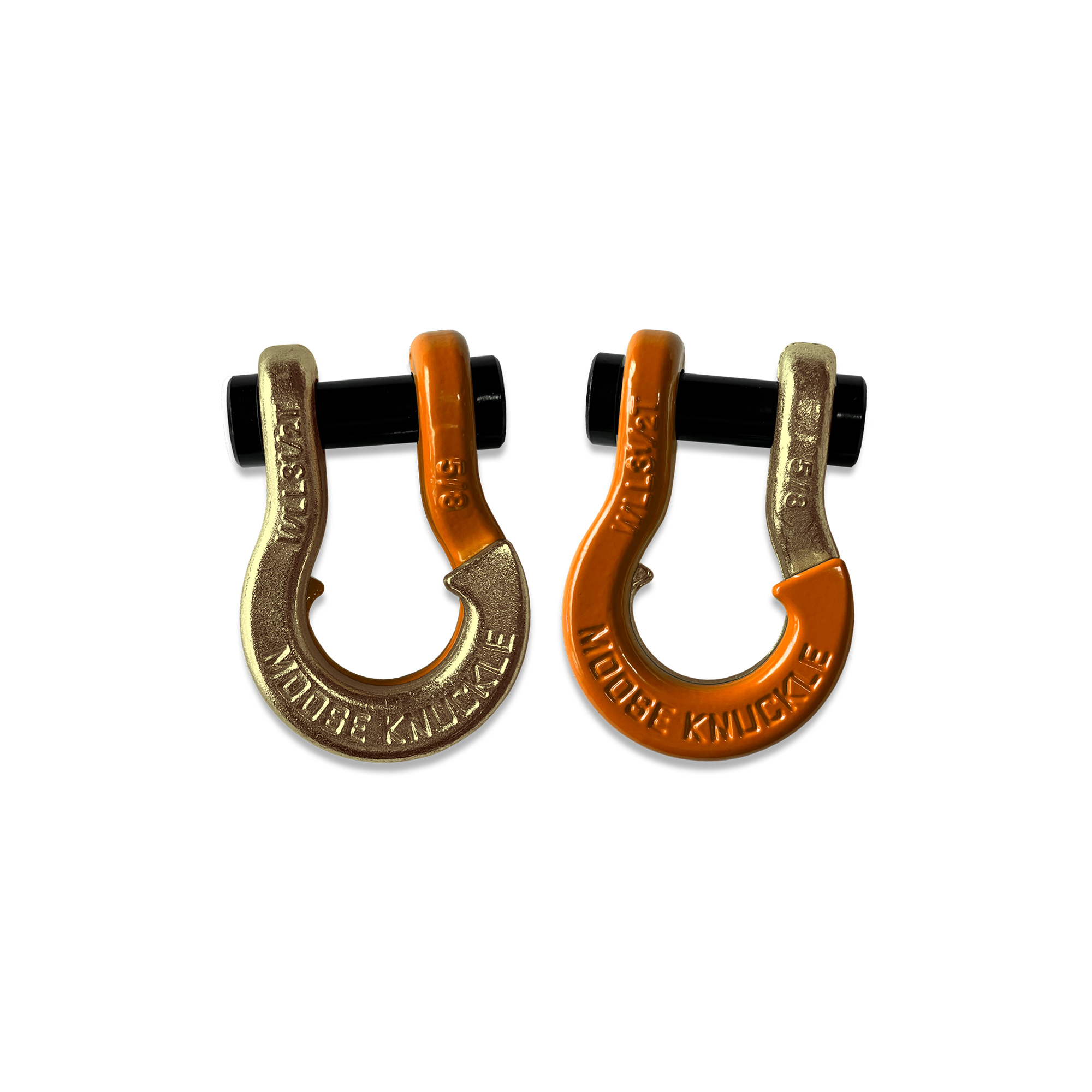 Moose Knuckle Offroad, 5/8 Recovery Split Shackle Brass Knuckle / Obscene Orange, Working Load Limit 7000 lb, Model FN000025-165