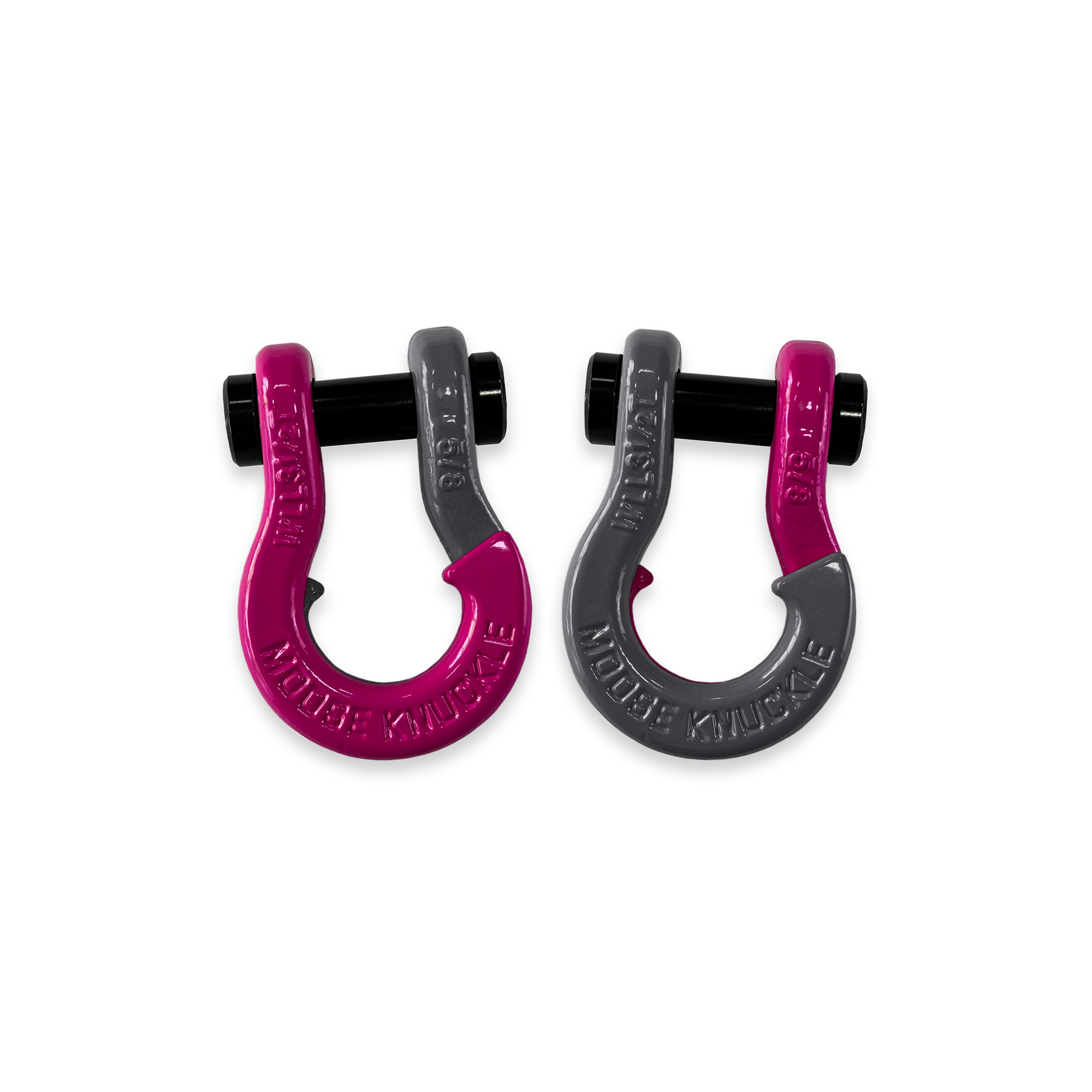 Moose Knuckle Offroad, 5/8 Split Shackle Pogo Pink / Gun Gray, Working Load Limit 7000 lb, Model FN000025-186