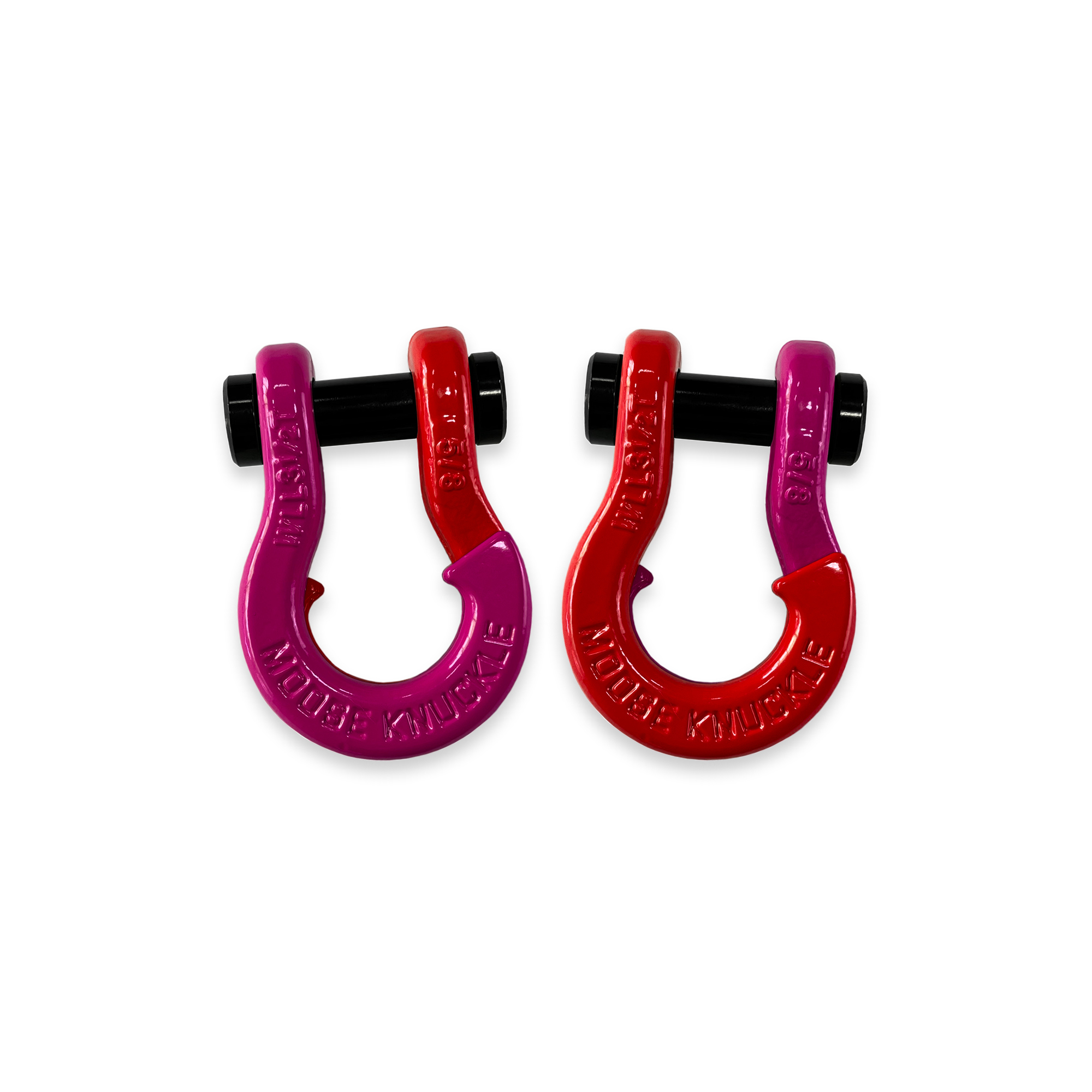 Moose Knuckle Offroad, 5/8 Split Shackle Pogo Pink / Flame Red, Working Load Limit 7000 lb, Model FN000025-193