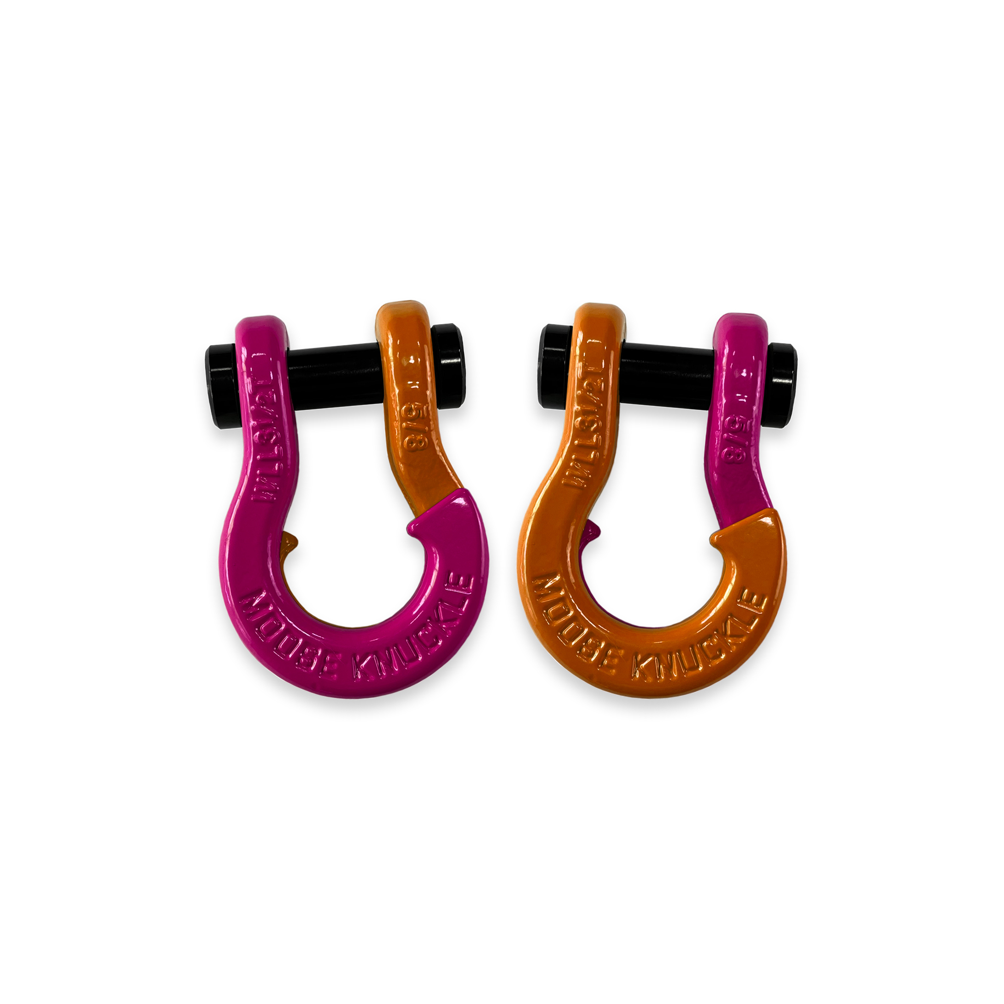 Moose Knuckle Offroad, 5/8 Split Shackle Pogo Pink / Obscene Orange, Working Load Limit 7000 lb, Model FN000025-192