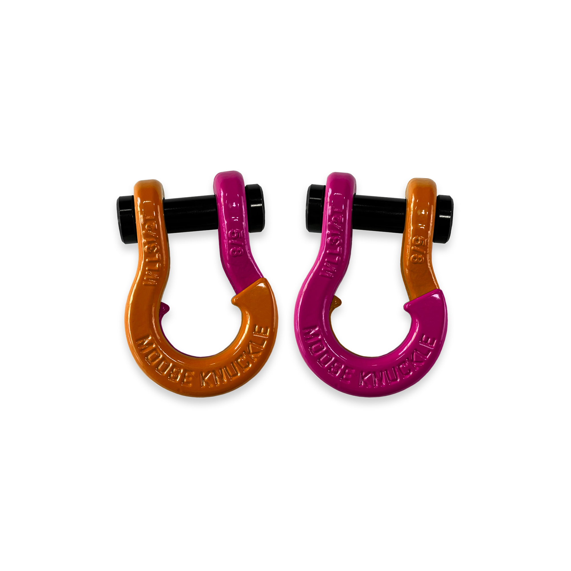 Moose Knuckle Offroad, 5/8 Split Shackle Obscene Orange / Pogo Pink, Working Load Limit 7000 lb, Model FN000025-205