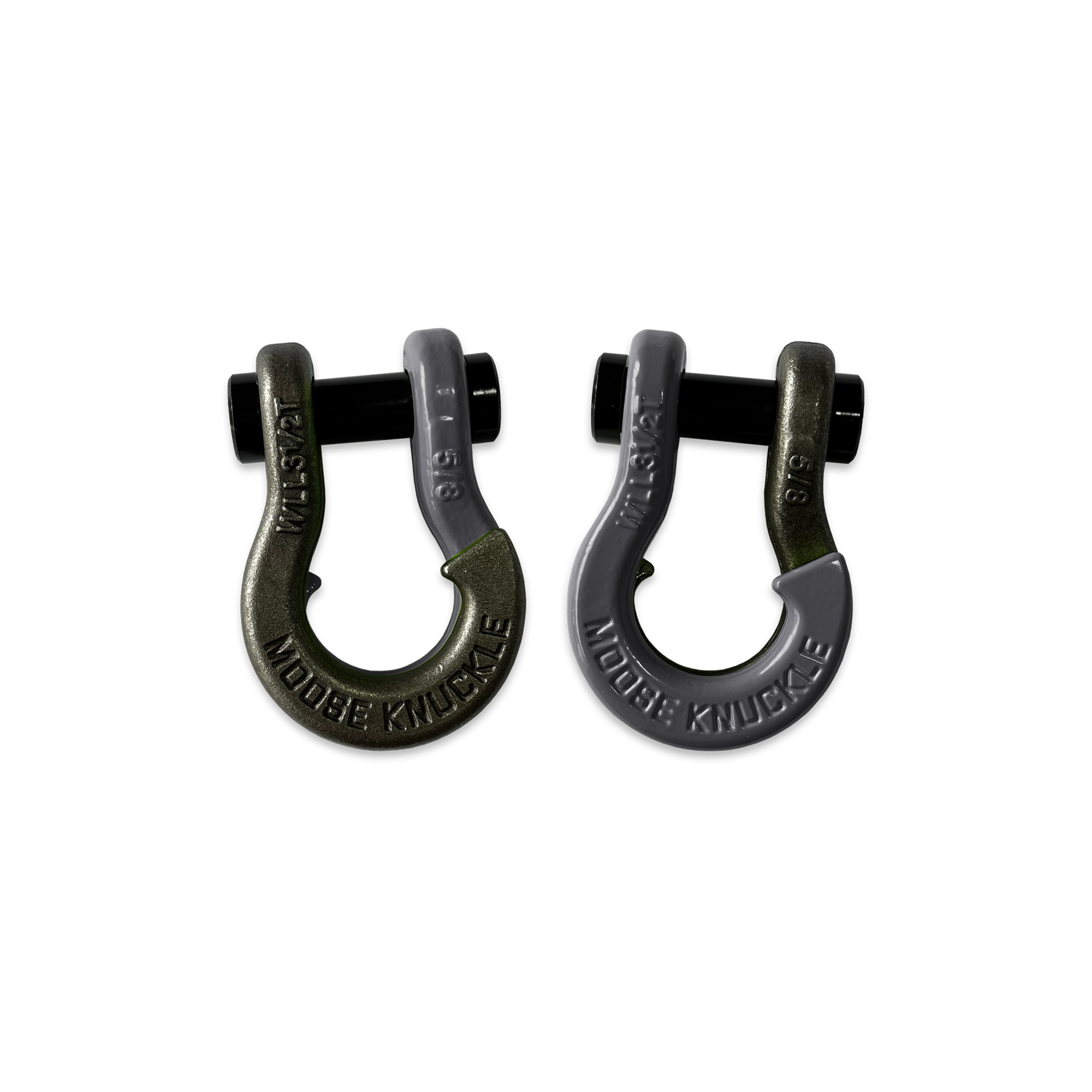 Moose Knuckle Offroad, 5/8 Recovery Towing Split Shackles Raw Dog / Gun Gray, Working Load Limit 7000 lb, Model FN000025-172