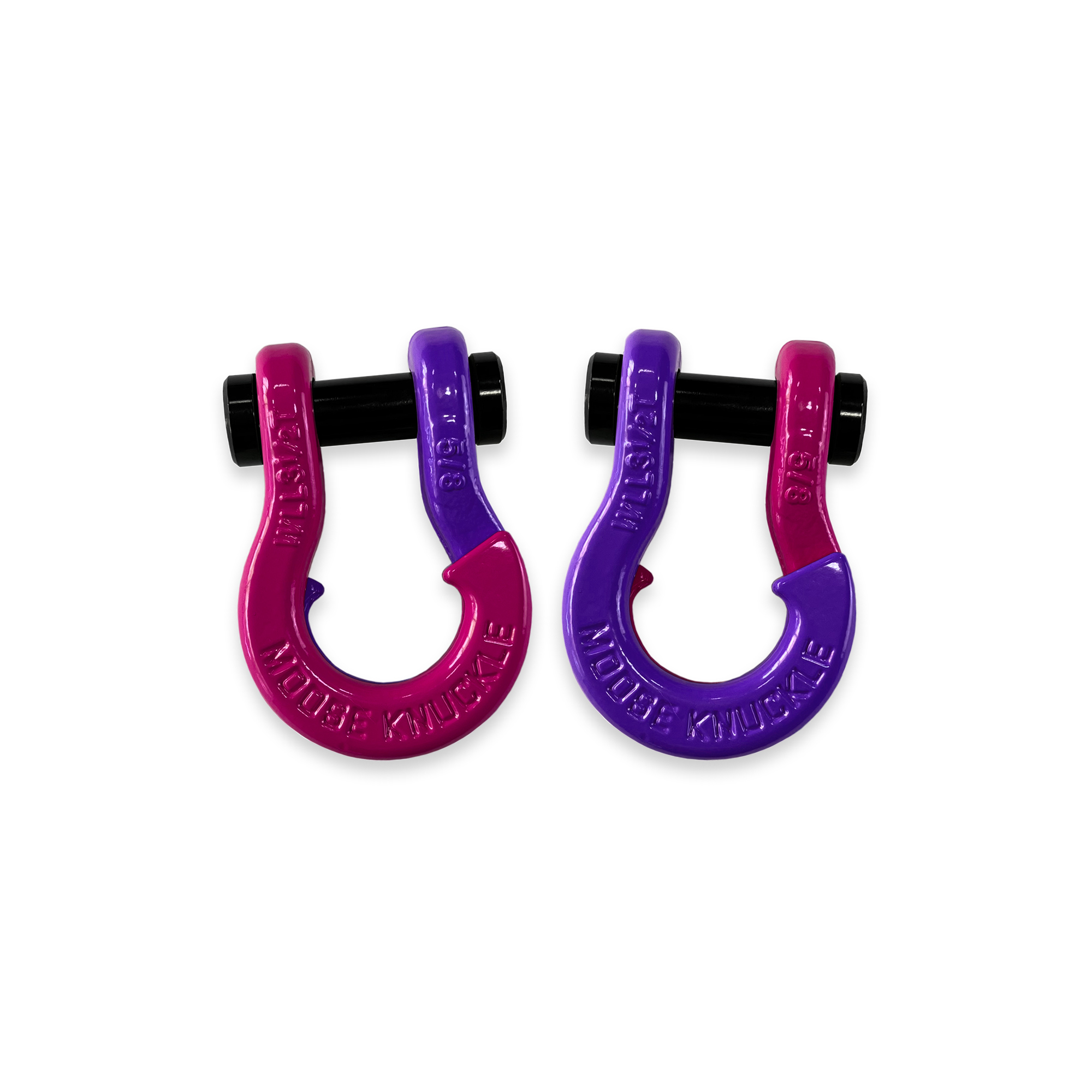 Moose Knuckle Offroad, 5/8 Recovery Towing Split Shackles Pogo Pink / Grape Escape, Working Load Limit 7000 lb, Model FN000025-188