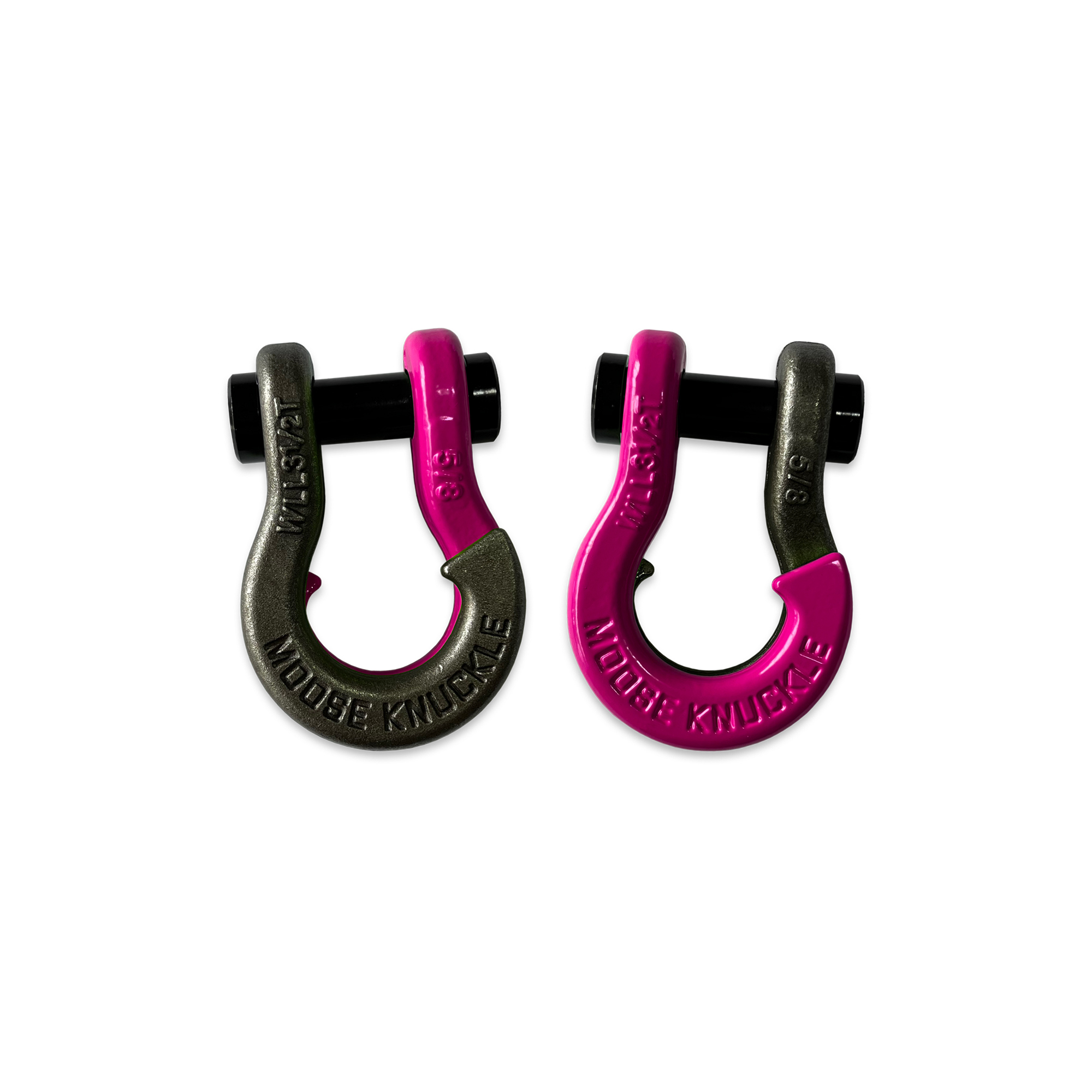 Moose Knuckle Offroad, 5/8 Split Shackle Raw Dog / Pogo Pink, Working Load Limit 7000 lb, Model FN000025-210