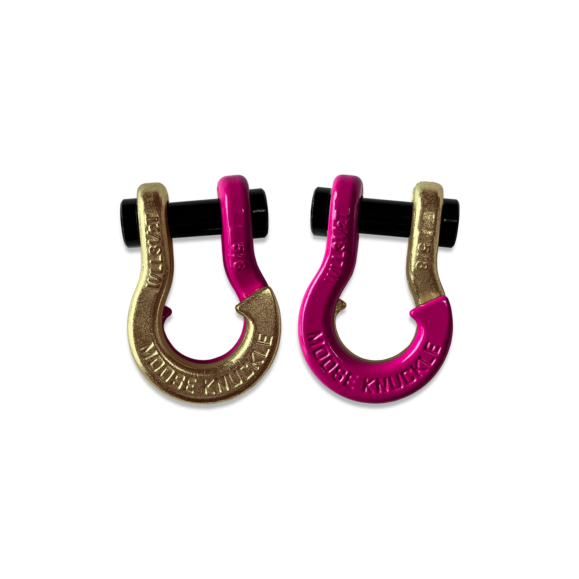 Moose Knuckle Offroad, 5/8 Recovery Split Shackle Brass Knuckle / Pogo Pink, Working Load Limit 7000 lb, Model FN000025-209