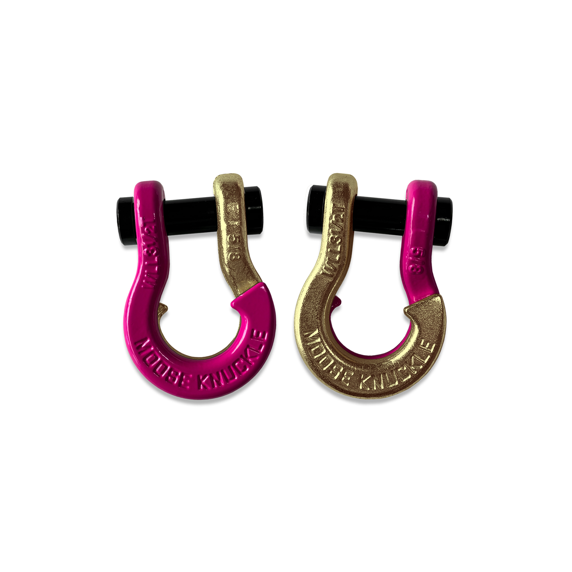 Moose Knuckle Offroad, 5/8 Split Shackle Pogo Pink / Brass Knuckle, Working Load Limit 7000 lb, Model FN000025-196