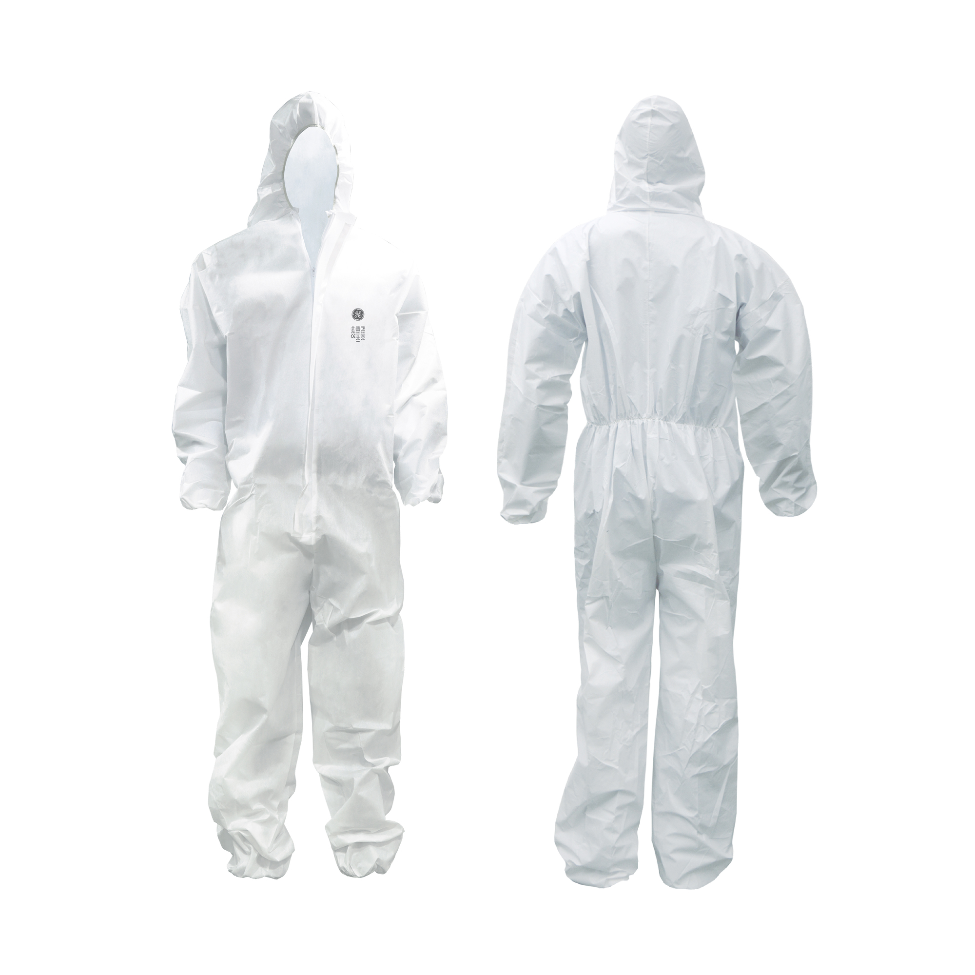 SMS Protective Coverall, w/Elastic HoodWrist XL, Size XL, Color White, Model# - General Electric GW901XL