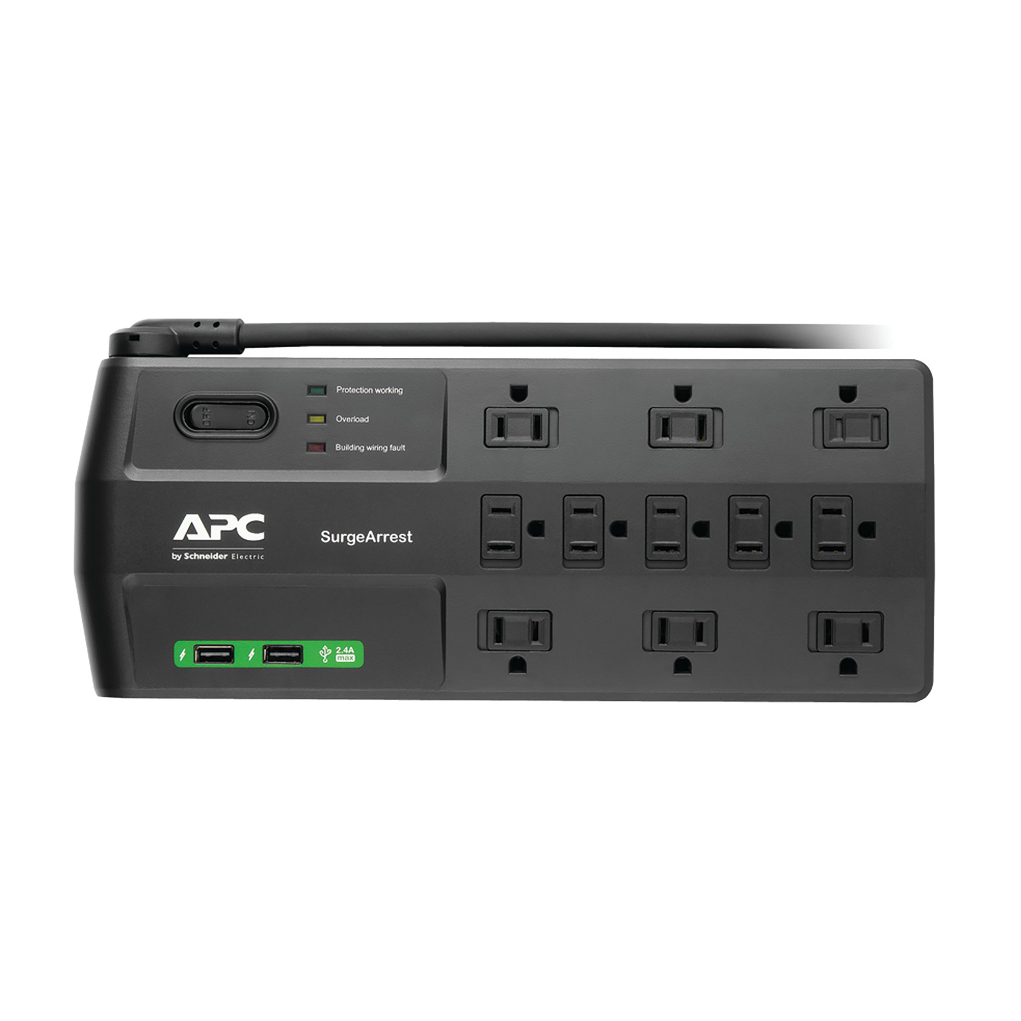 APC SurgeArrest , 11-Outlet Surge Protector, Cord Length 8 ft, Cable Gauge 14 Amps 15 Model P11U2