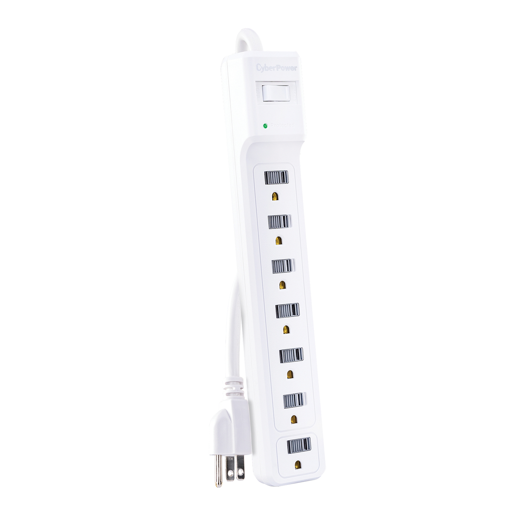 CyberPower Essential Series, Essential Series 7-Outlet Power Strip, Cord Length 4 ft, Cable Gauge 14 Amps 15 Model B704
