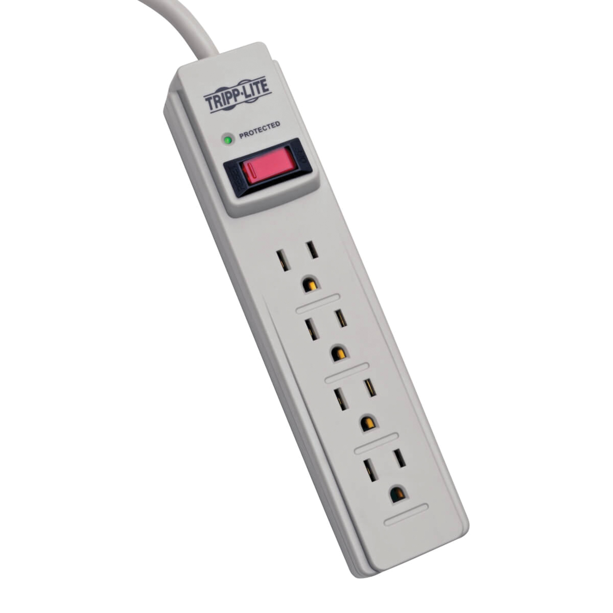 Tripp Lite Protect It!Â®, 4-Outlet Surge Protector Strip, Cord Length 4 ft, Cable Gauge 14 Amps 15 Model# TLP404