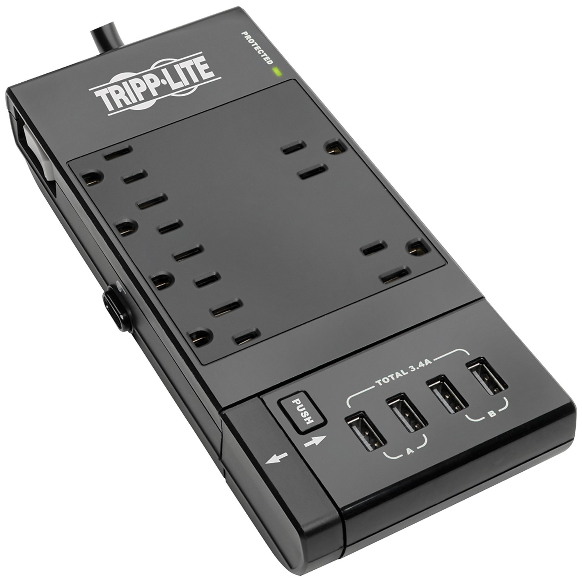 Tripp Lite Protect It! , 6-Outlet Surge Protector, Cord Length 6 ft, Cable Gauge 14 Amps 15 Model TLP66USBR