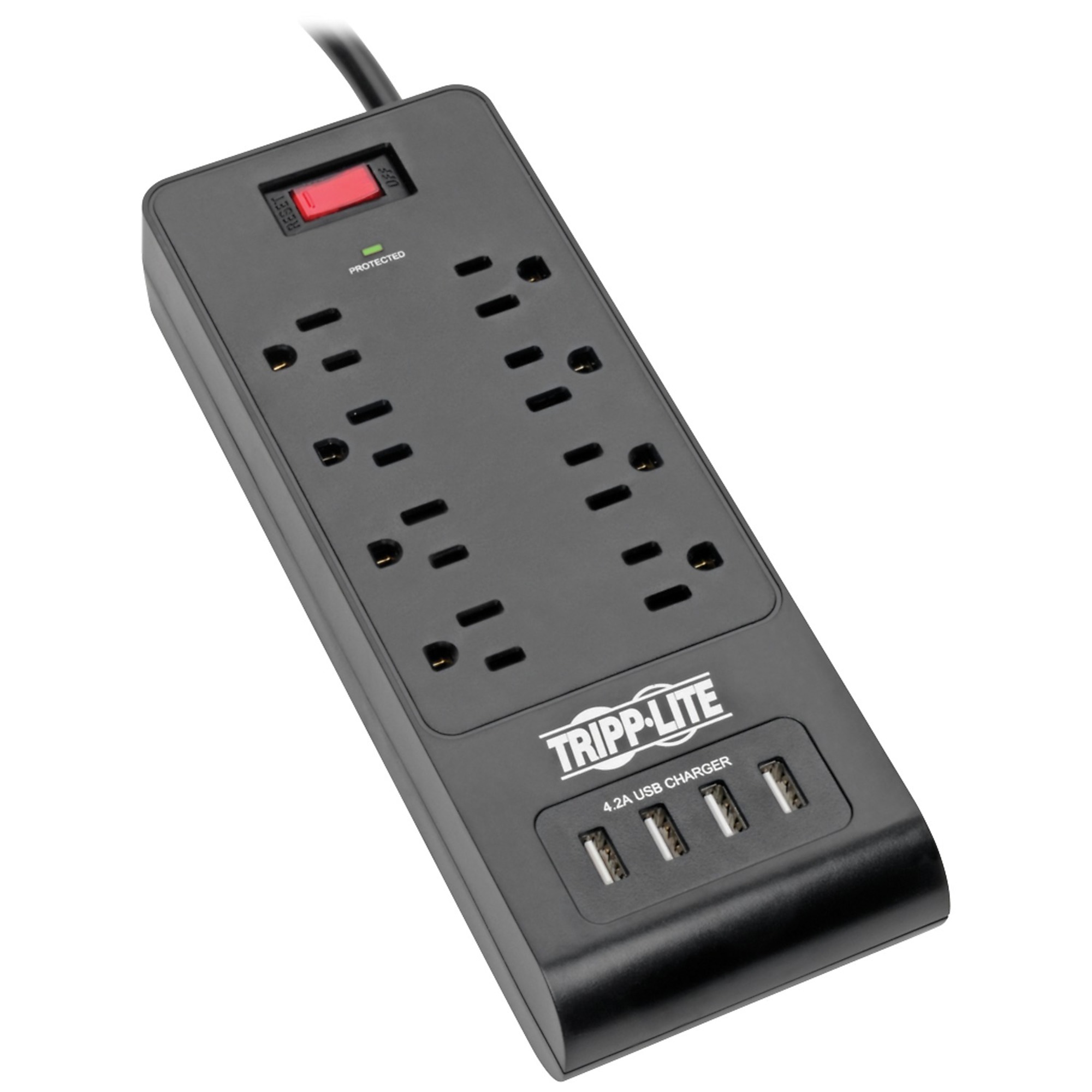 Tripp Lite Protect It! , 8-Outlet Surge Protector, Cord Length 6 ft, Cable Gauge 14 Amps 15 Model TLP864USBB